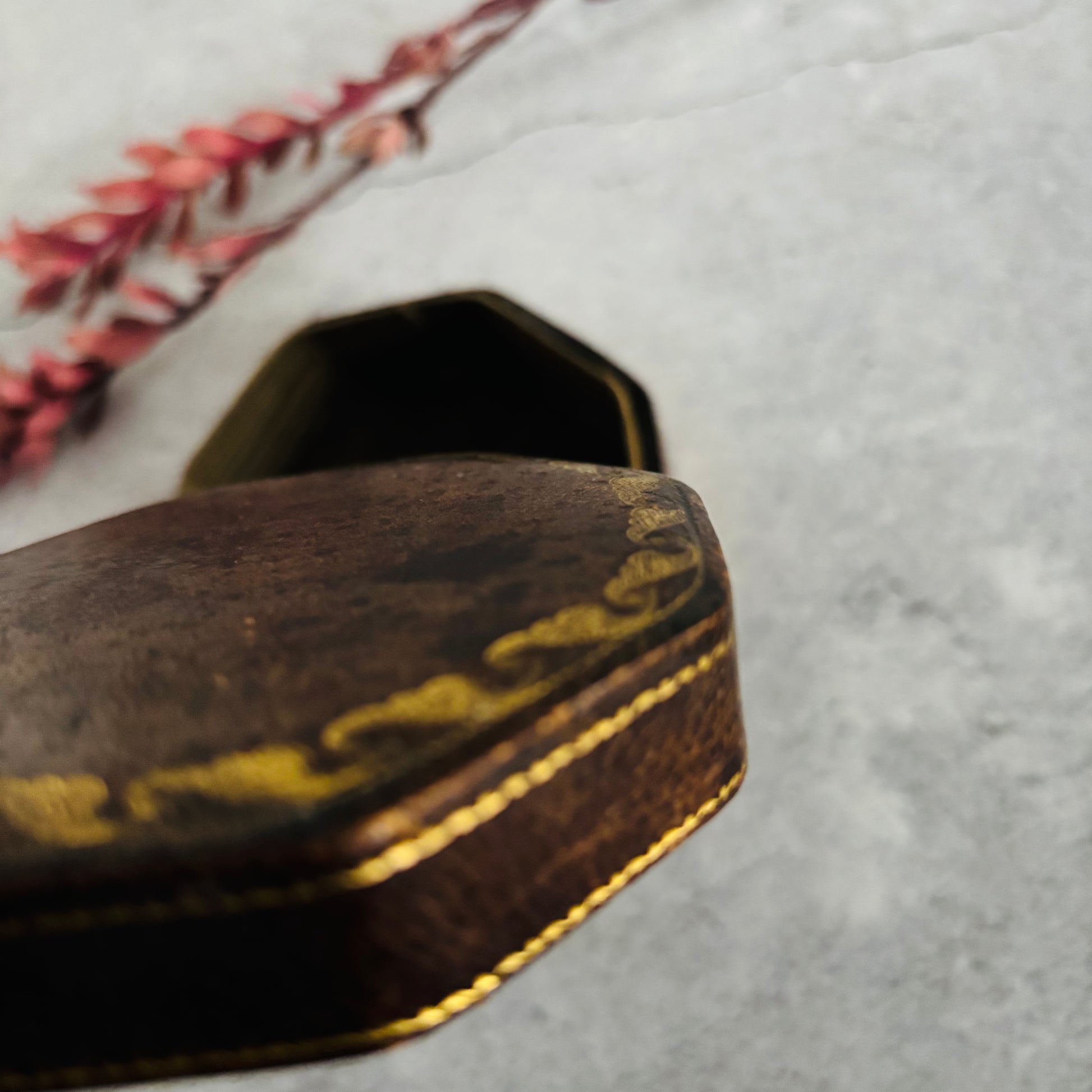 Vintage Leather Florentine Box Jewellery Box