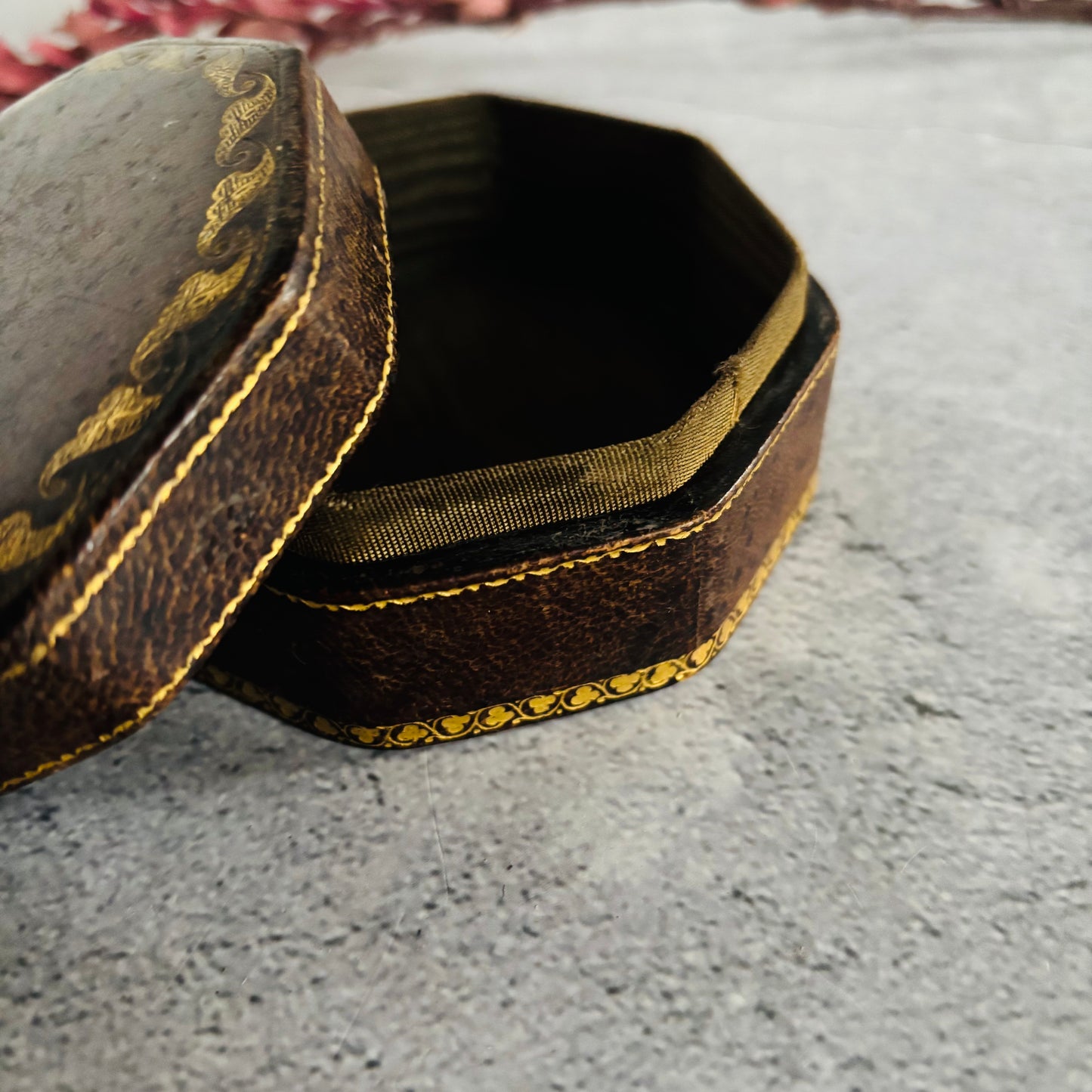 Vintage Leather Florentine Box Jewellery Box