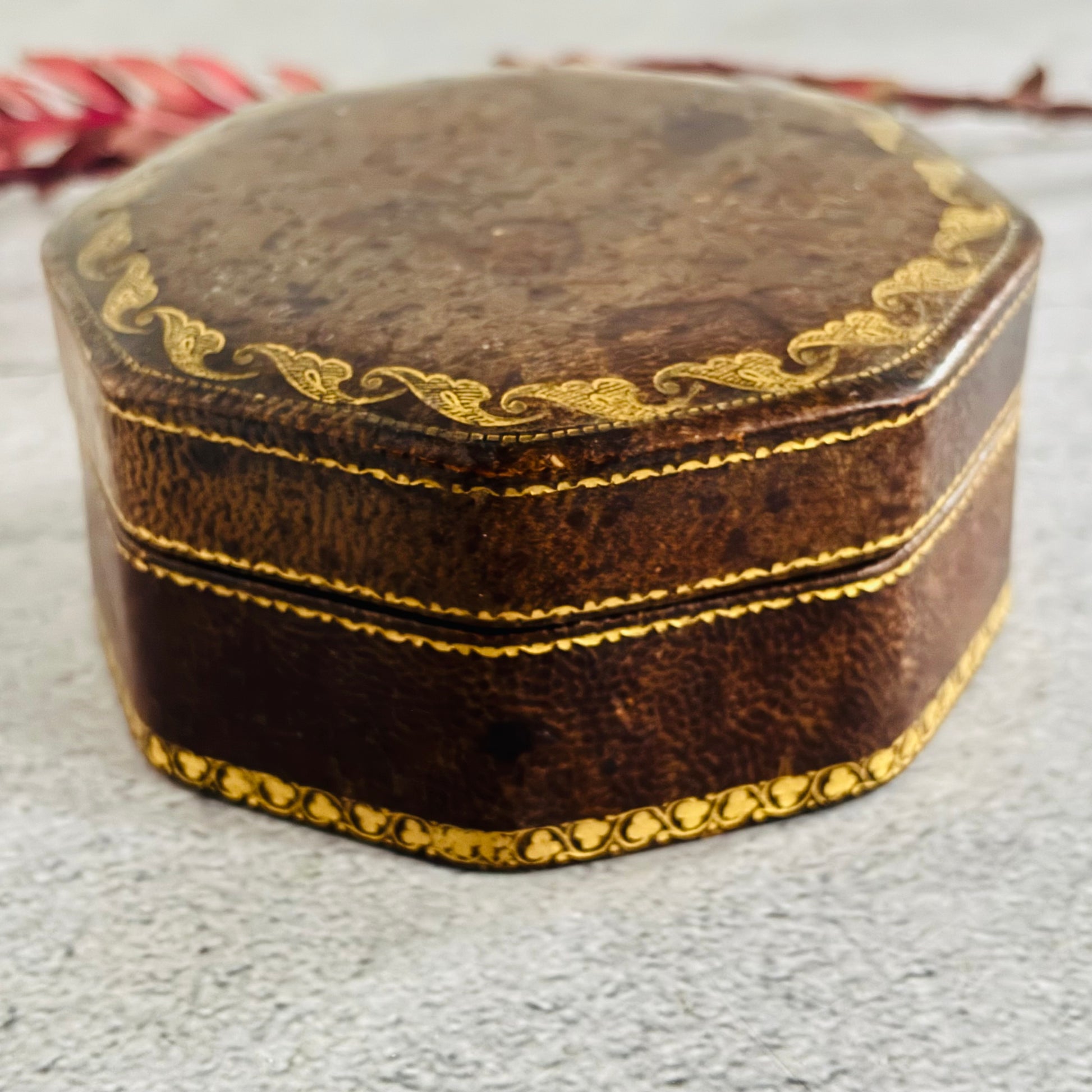 Vintage Leather Florentine Box Jewellery Box