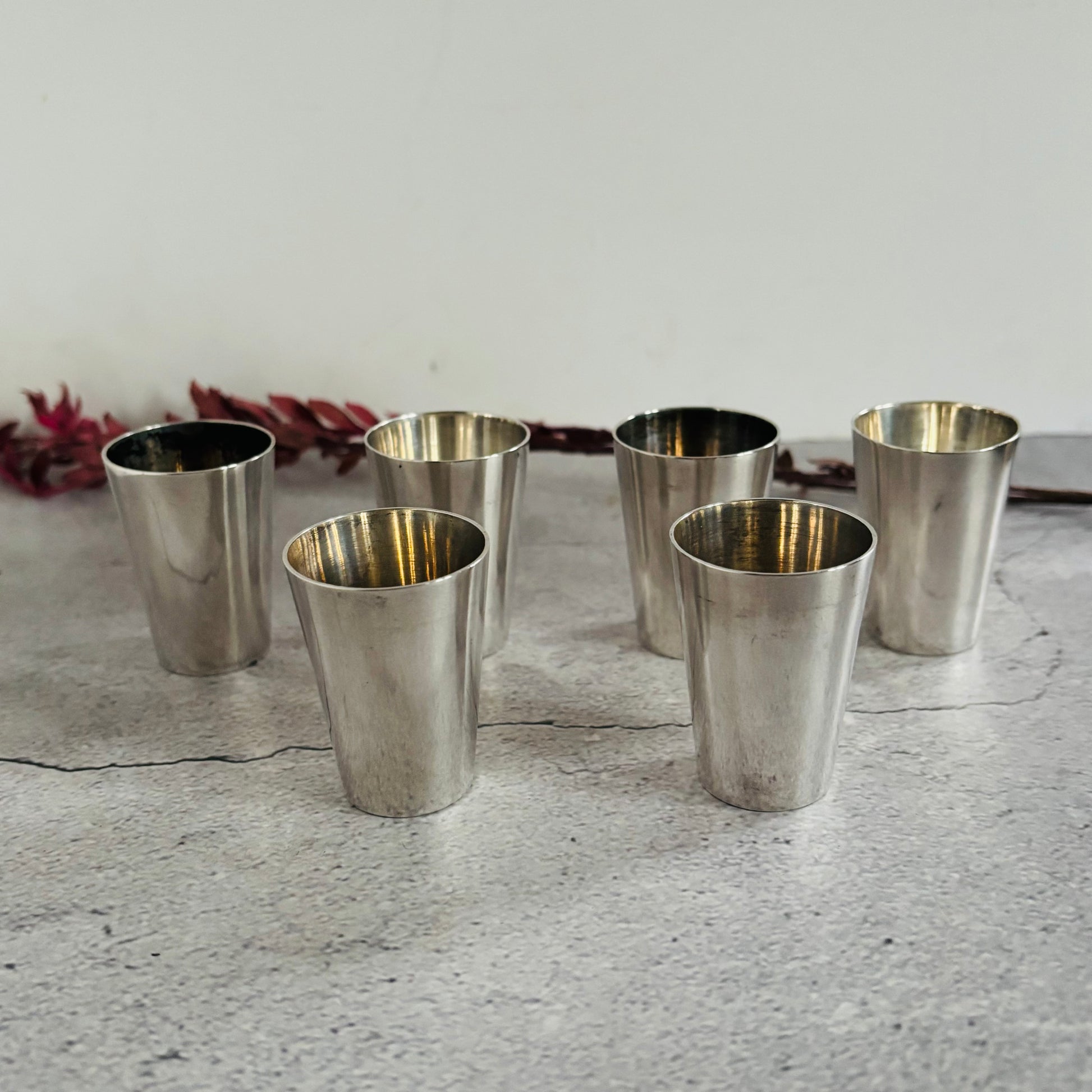 Small Antique Silver Vodka Liquor Shot Cups | German Silver