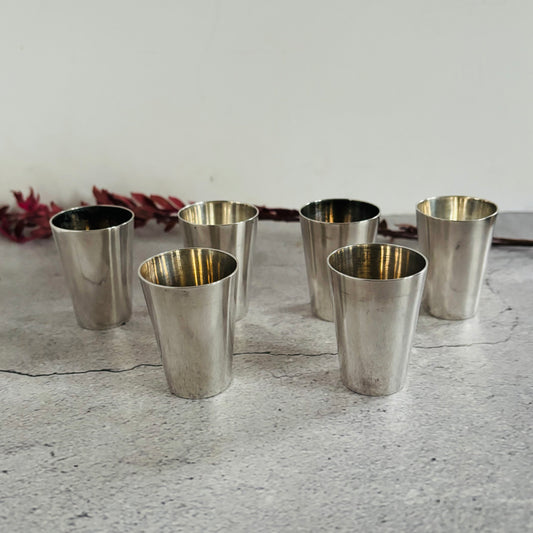 Small Antique Silver Vodka Liquor Shot Cups | German Silver