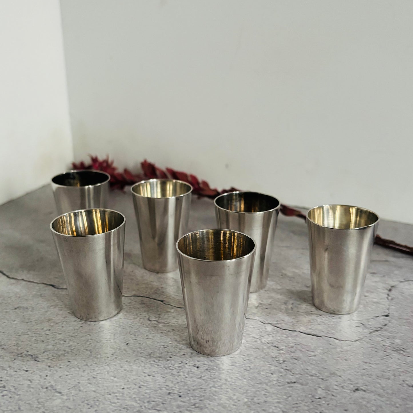 Small Antique Silver Vodka Liquor Shot Cups | German Silver