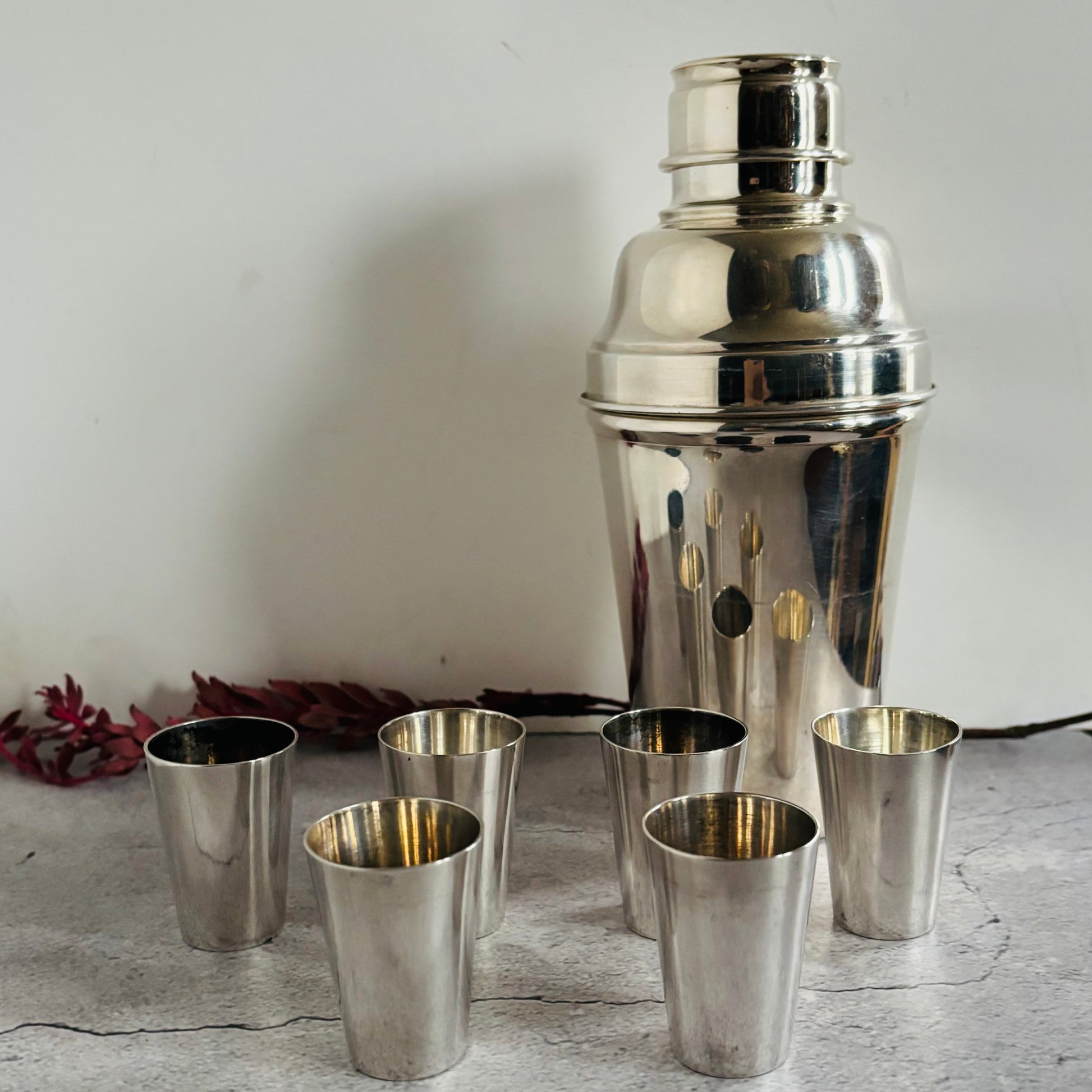 Small Antique Silver Vodka Liquor Shot Cups | German Silver