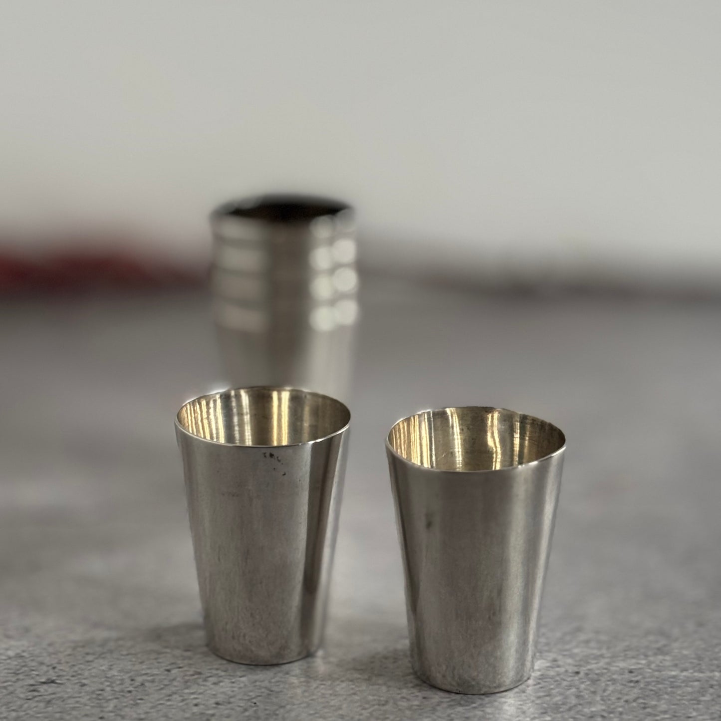 Small Antique Silver  Liquor / Shot Cups