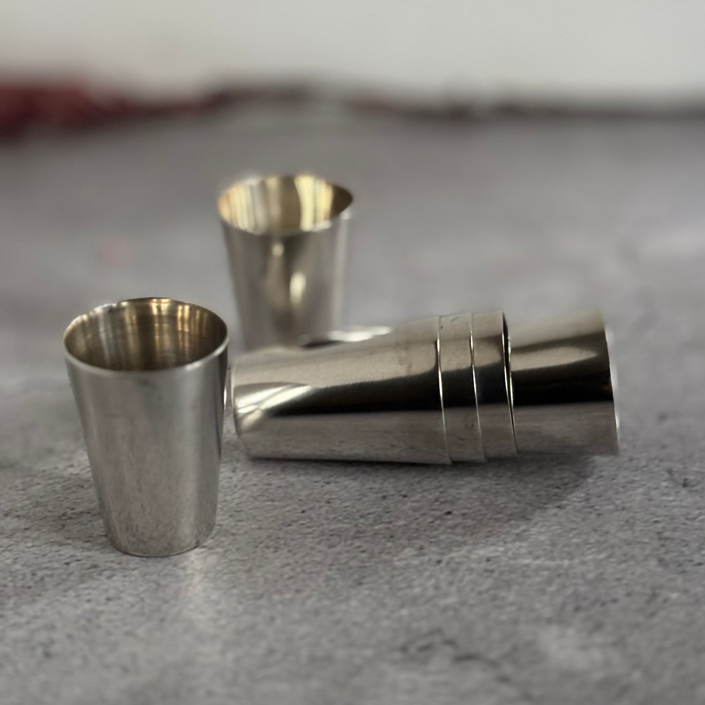 Small Antique Silver  Liquor / Shot Cups