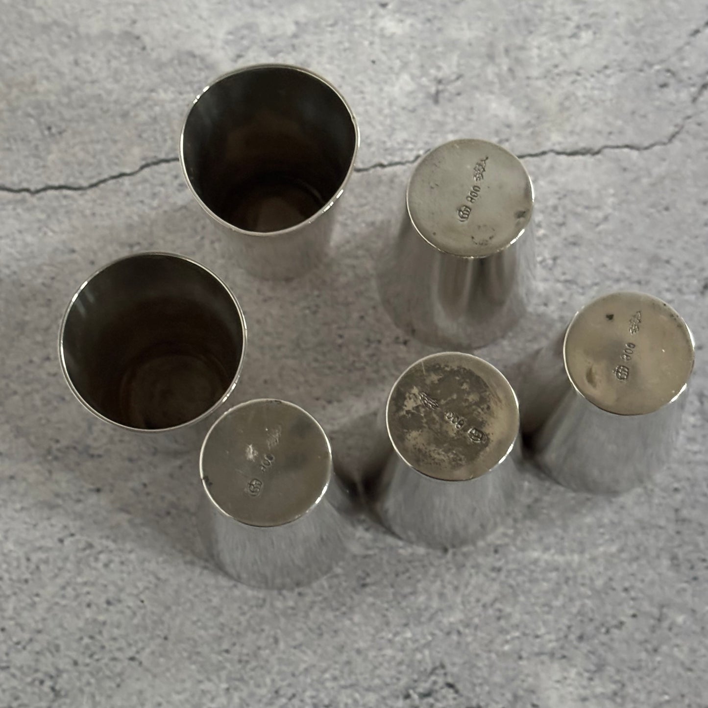 Small Antique Silver  Liquor / Shot Cups