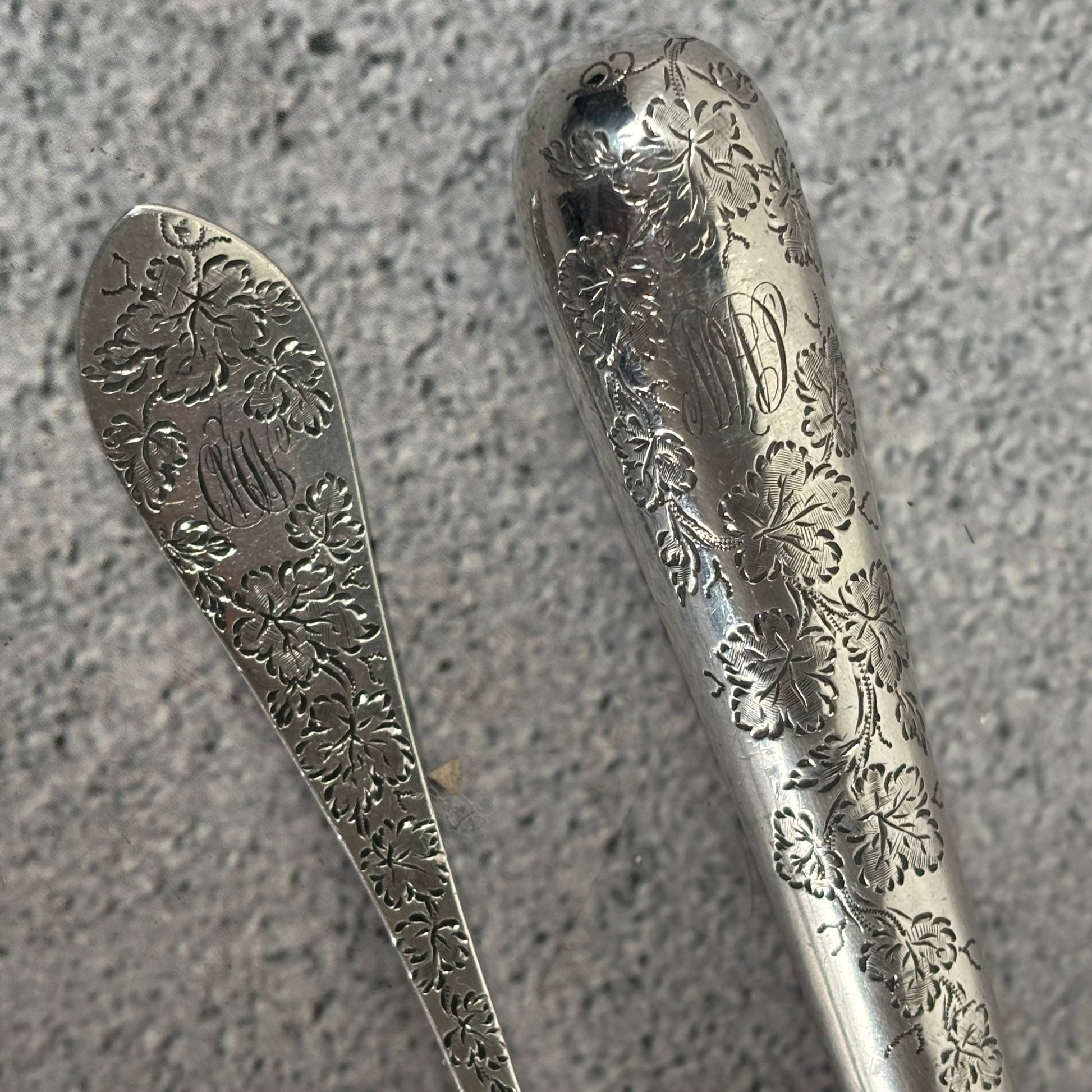 Antique Silver Fully Engraved Knife and Fork Duo | 1892 London