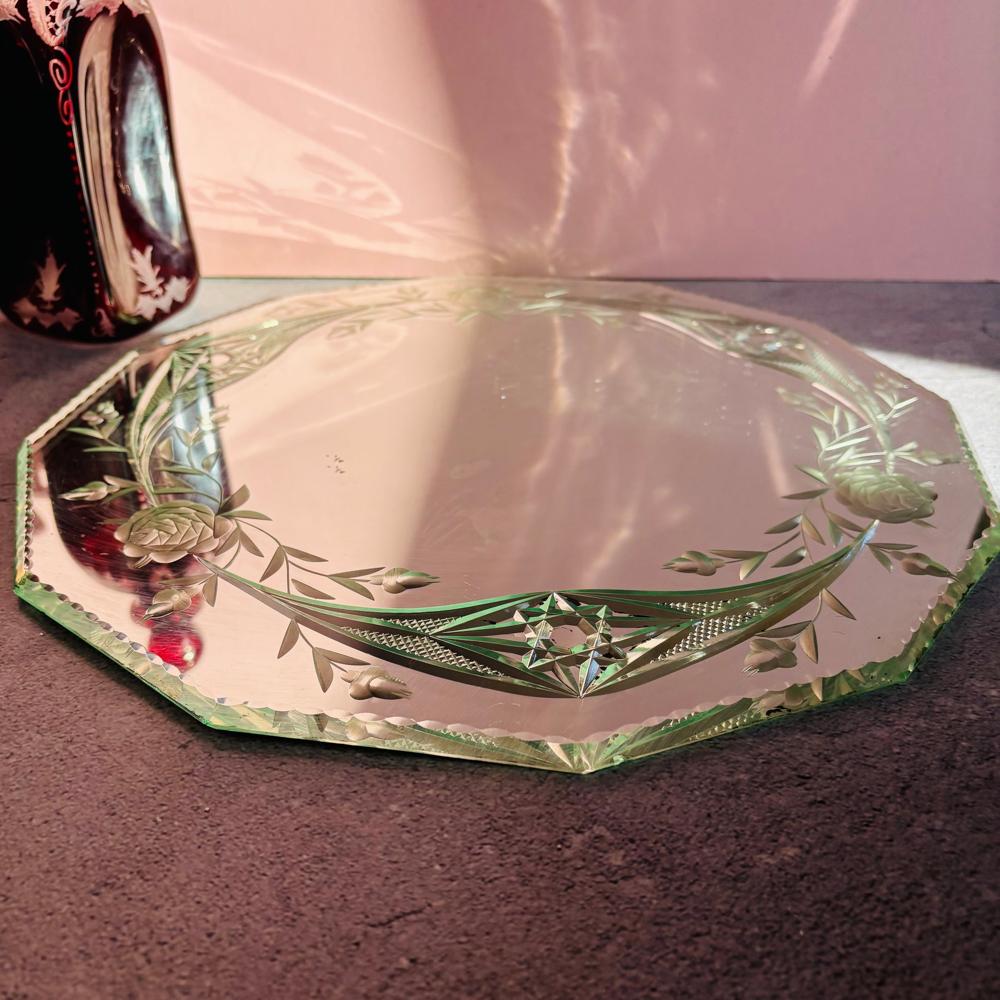 Vintage Venetian  Mirror Display Plateau | Cake Stand 