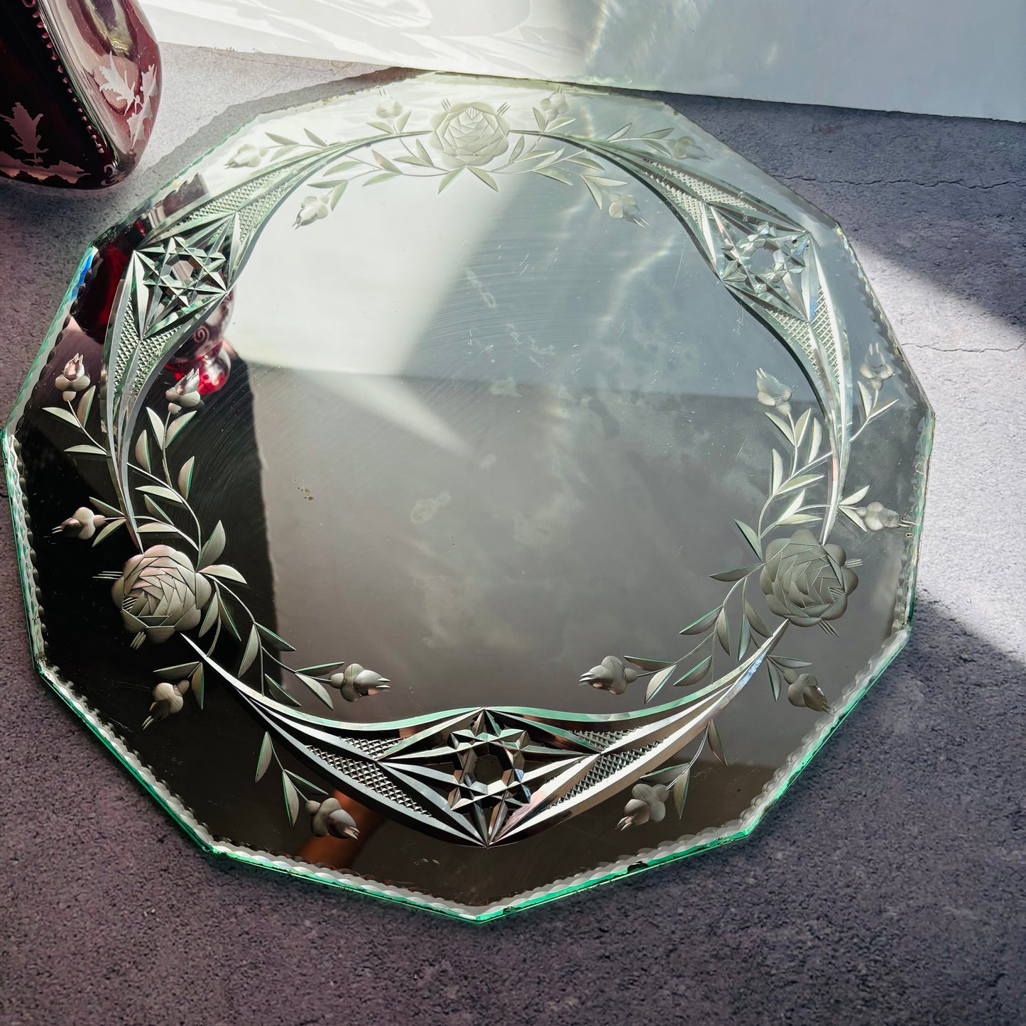 Vintage Venetian  Mirror Display Plateau | Cake Stand 