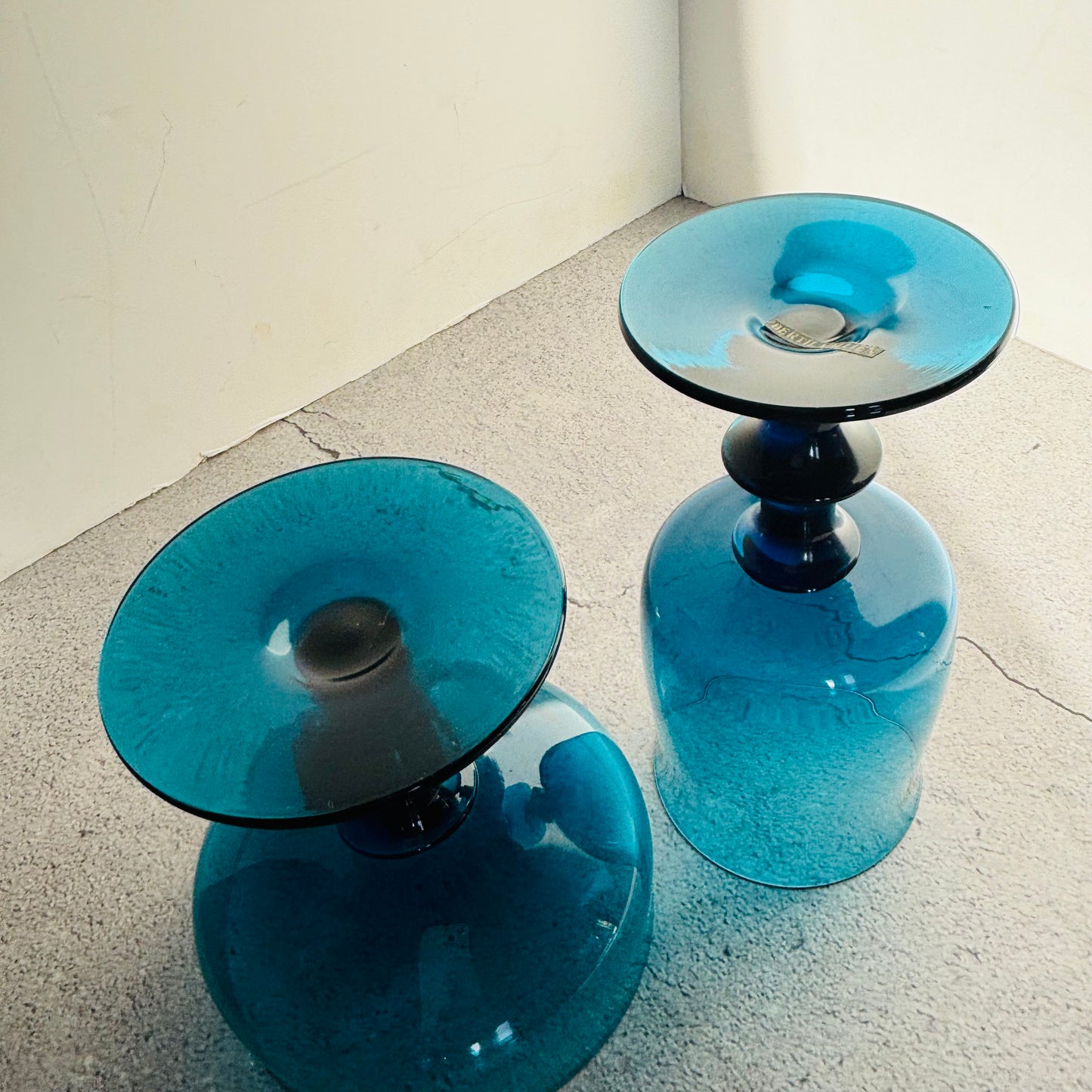 The Stripper Jim - Mid Century Blue Cocktail / Wine  Glasses