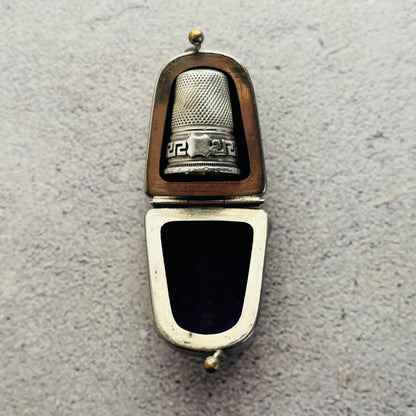 Sterling Silver Sewing Thimble In Leather Case 