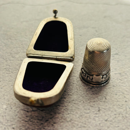 Sterling Silver Sewing Thimble In Leather Case 