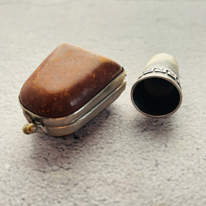 Antique Silver Thimble and Case