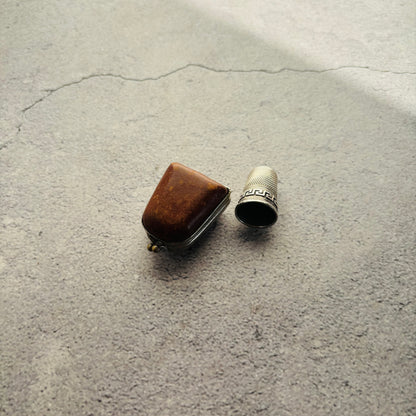 Sterling Silver Sewing Thimble In Leather Case 
