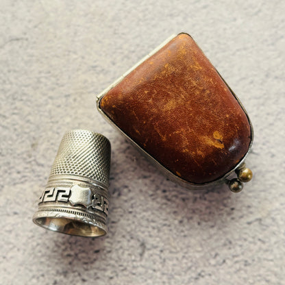 Sterling Silver Sewing Thimble In Leather Case 