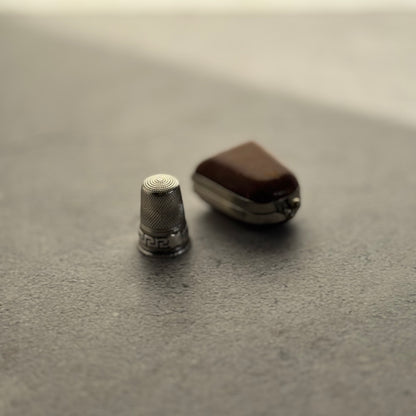 Sterling Silver Sewing Thimble In Leather Case 