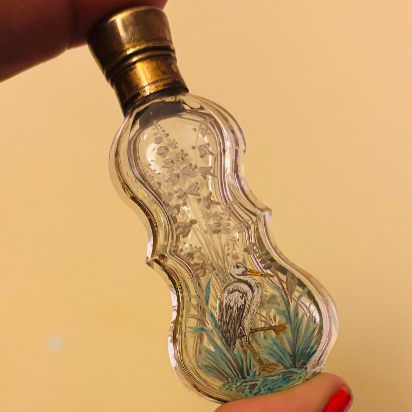 French Antique Hand Painted Scent Bottle