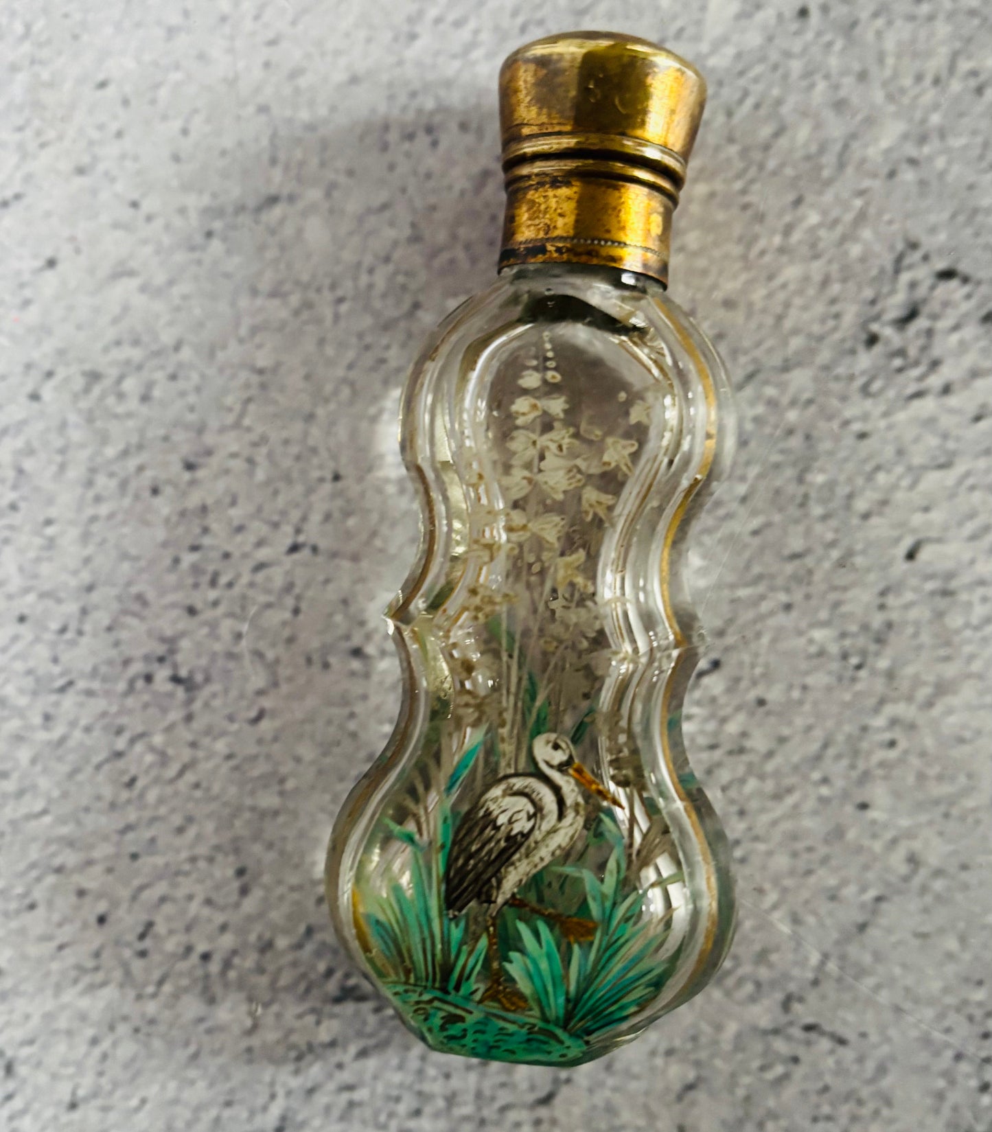 French Antique Hand Painted Scent Bottle