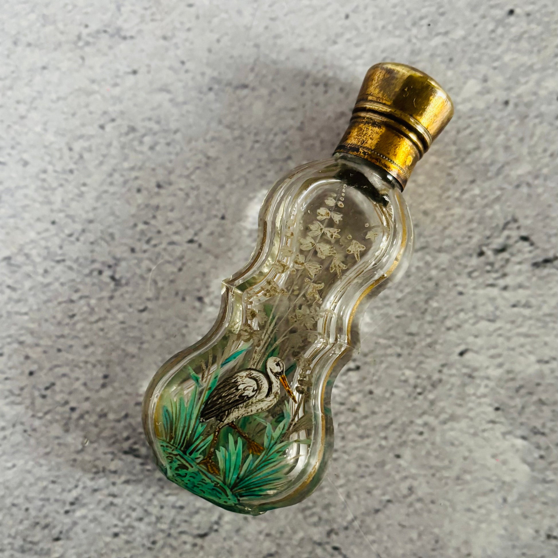 French Antique Hand Painted Scent Bottle