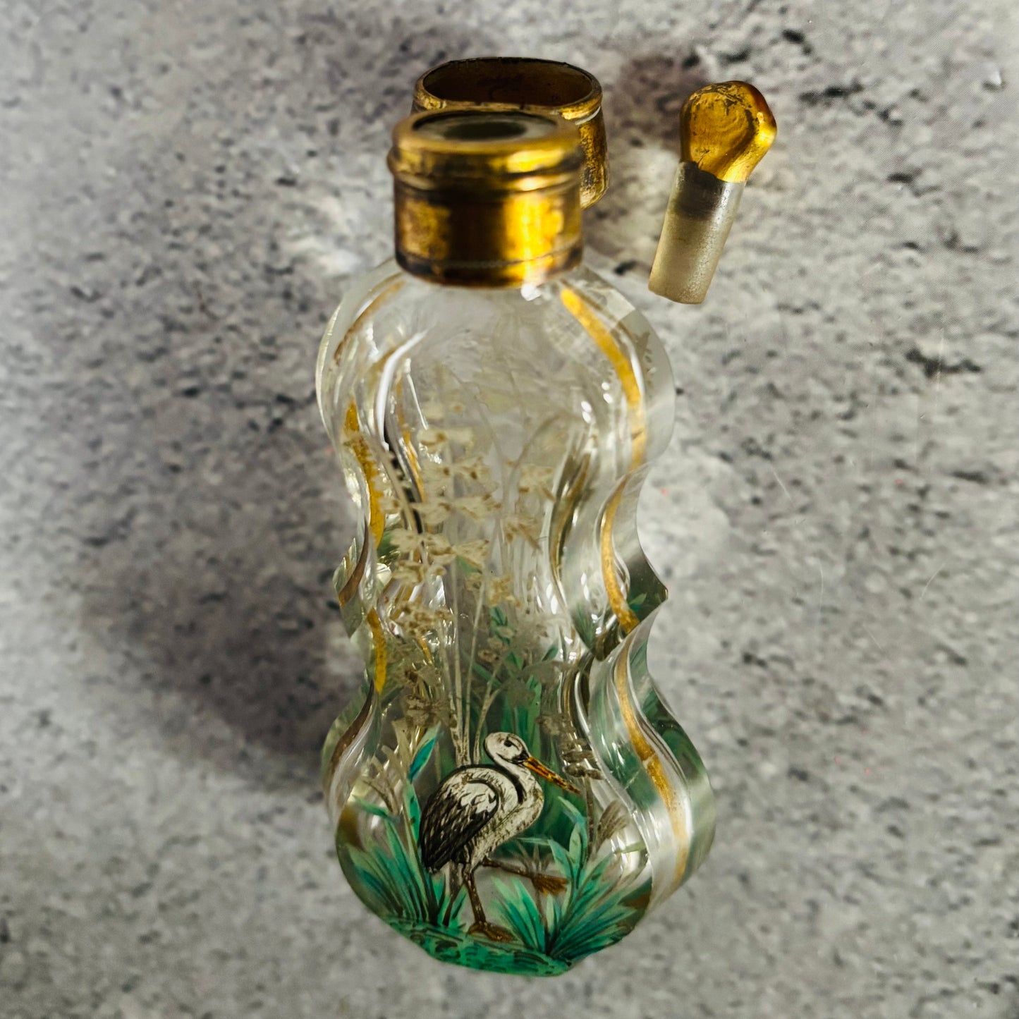 French Antique Hand Painted Scent Bottle