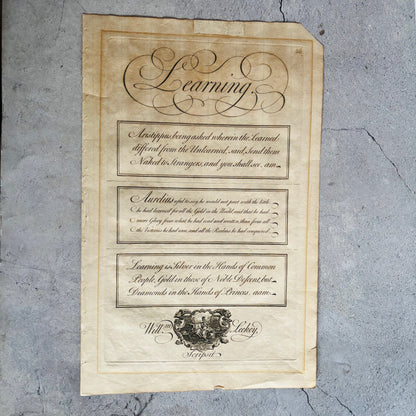 Antique Etching Design Plate 'Learning' by George Bickham | Wall Art