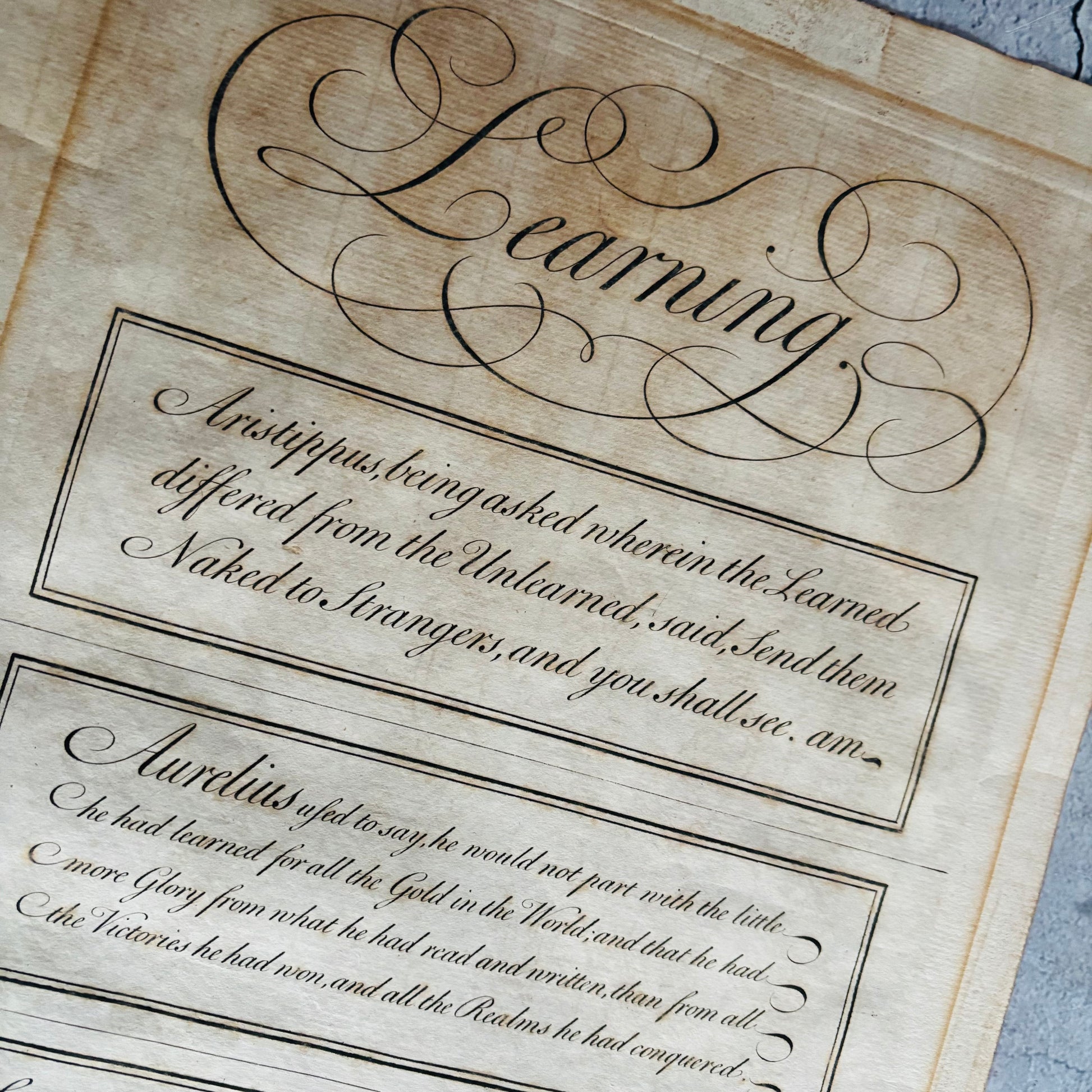 Antique Etching Design Plate 'Learning' by George Bickham | Wall Art