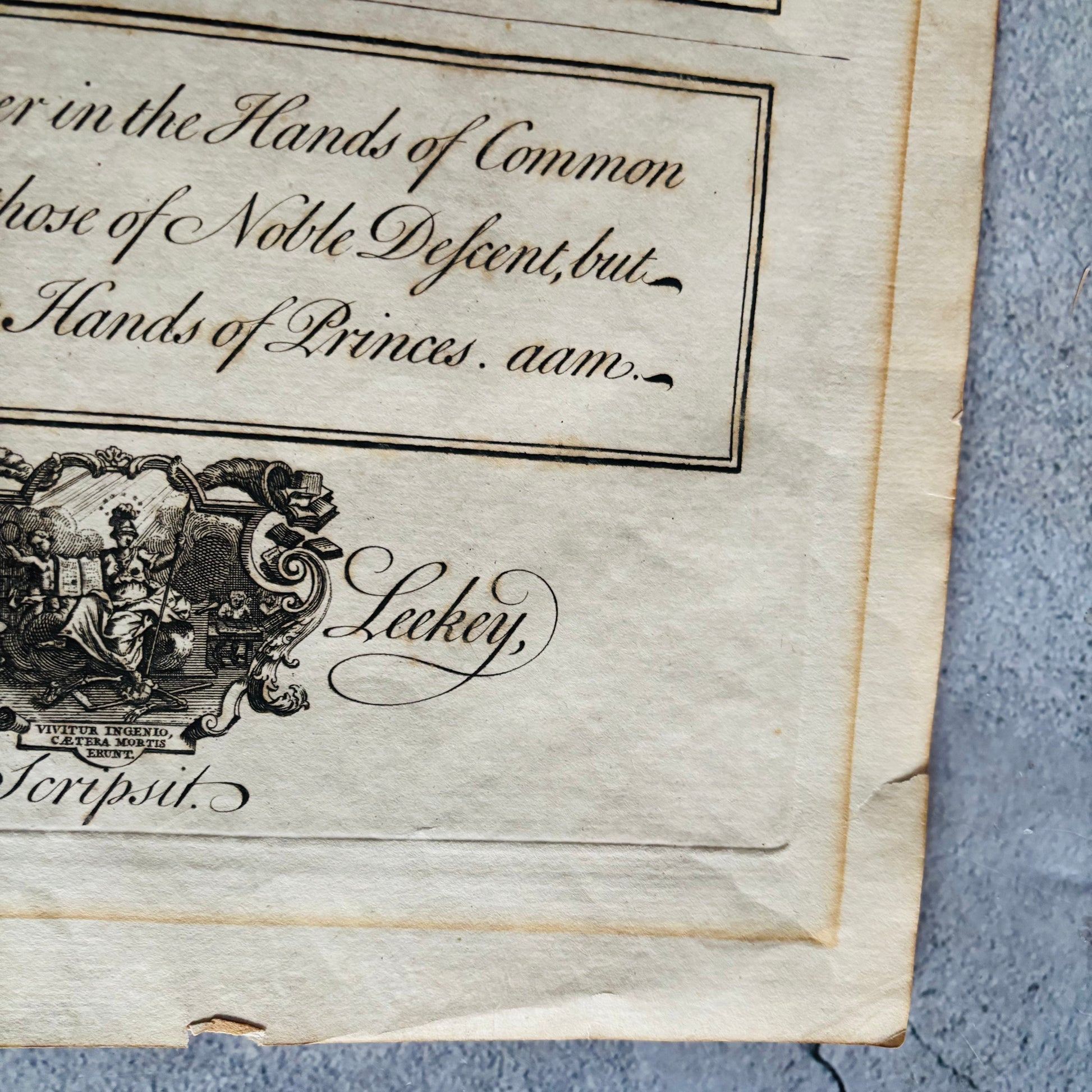 Antique Etching Design Plate 'Learning' by George Bickham | Wall Art