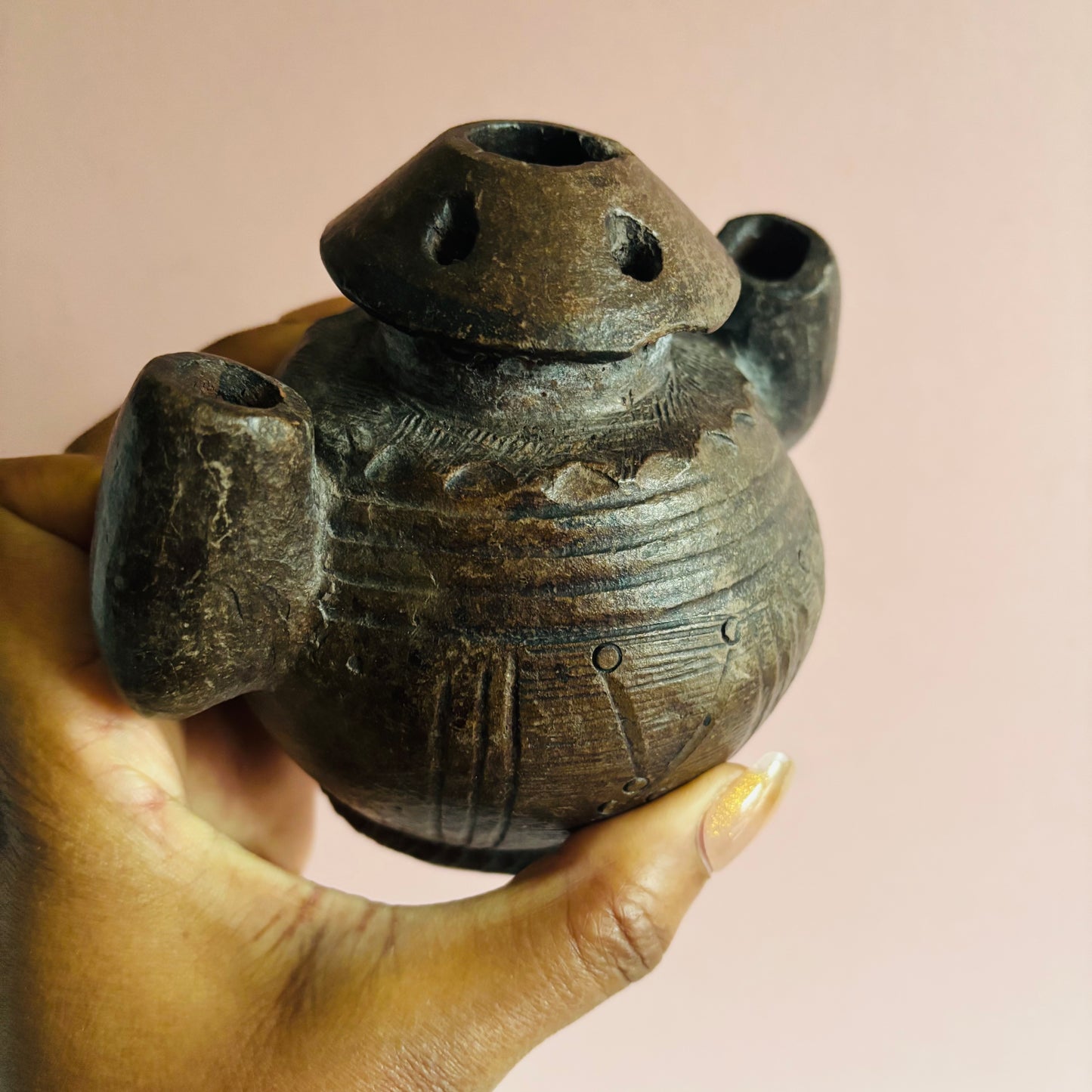 Antique African Clay Ink Pot From Kano Nigeria | Rare Beautiful Find