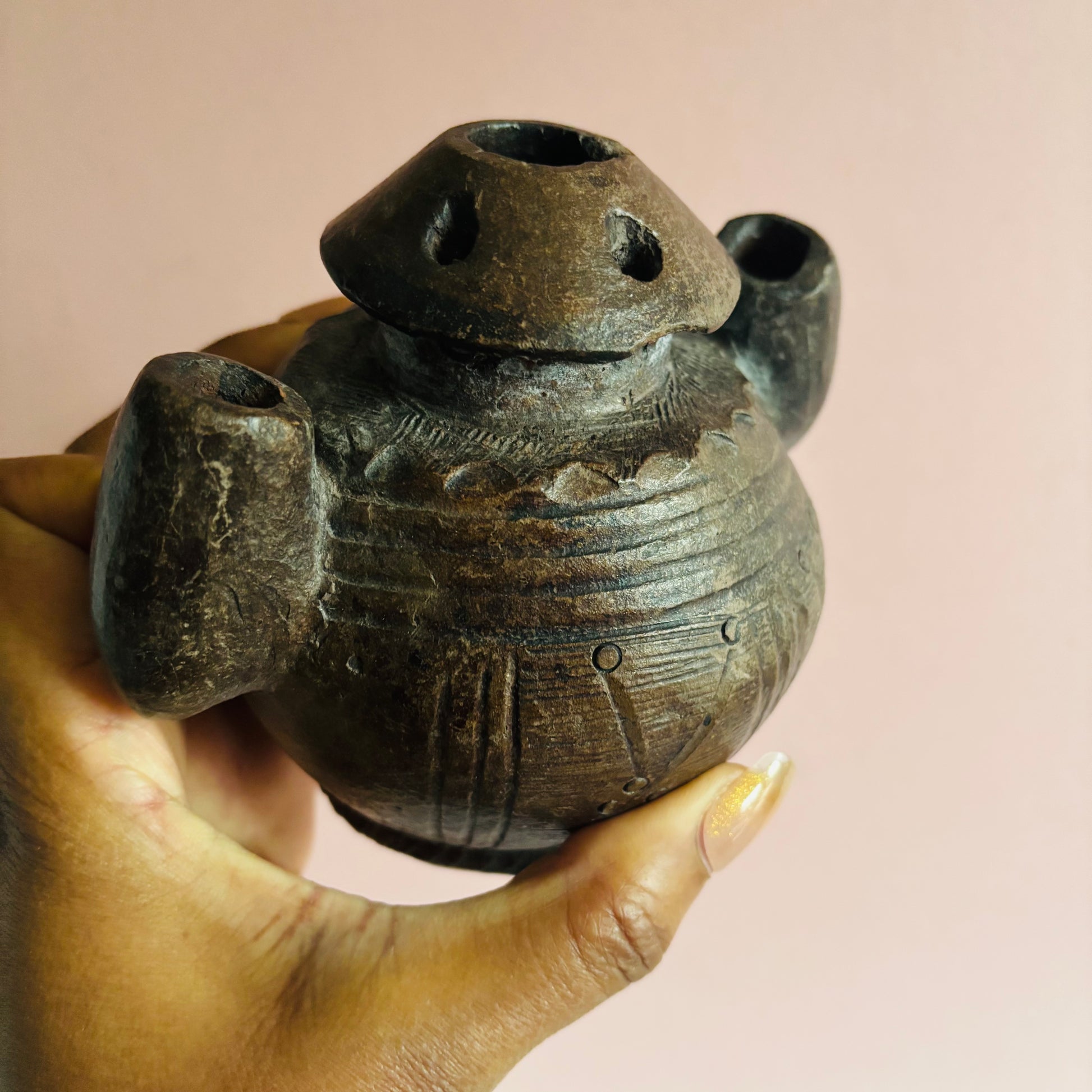 Antique African Clay Ink Pot From Kano Nigeria | Rare Beautiful Find