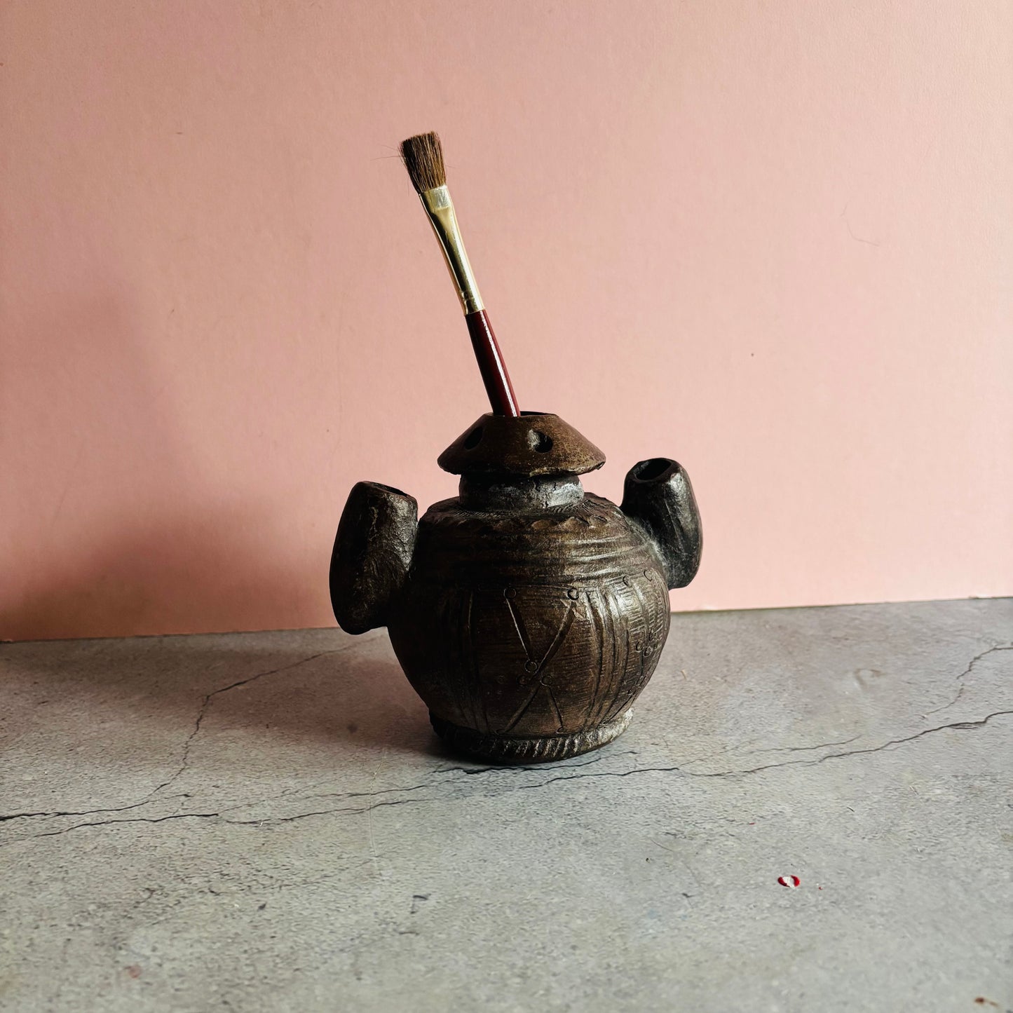 Antique African Clay Ink Pot From Kano Nigeria | Rare Beautiful Find