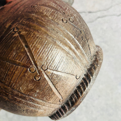 Close up of Antique African Clay Ink Pot From Kano Nigeria | Rare Beautiful Find