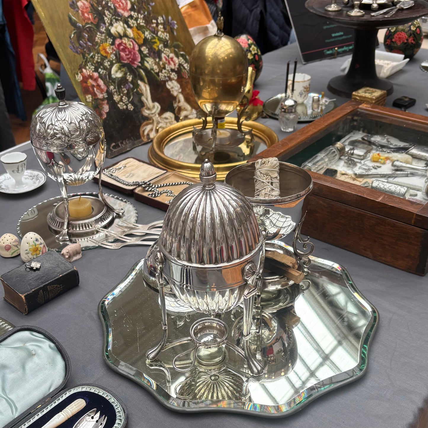The Groom Addison -  Egyptian Revival  Style Silver Egg Coddler