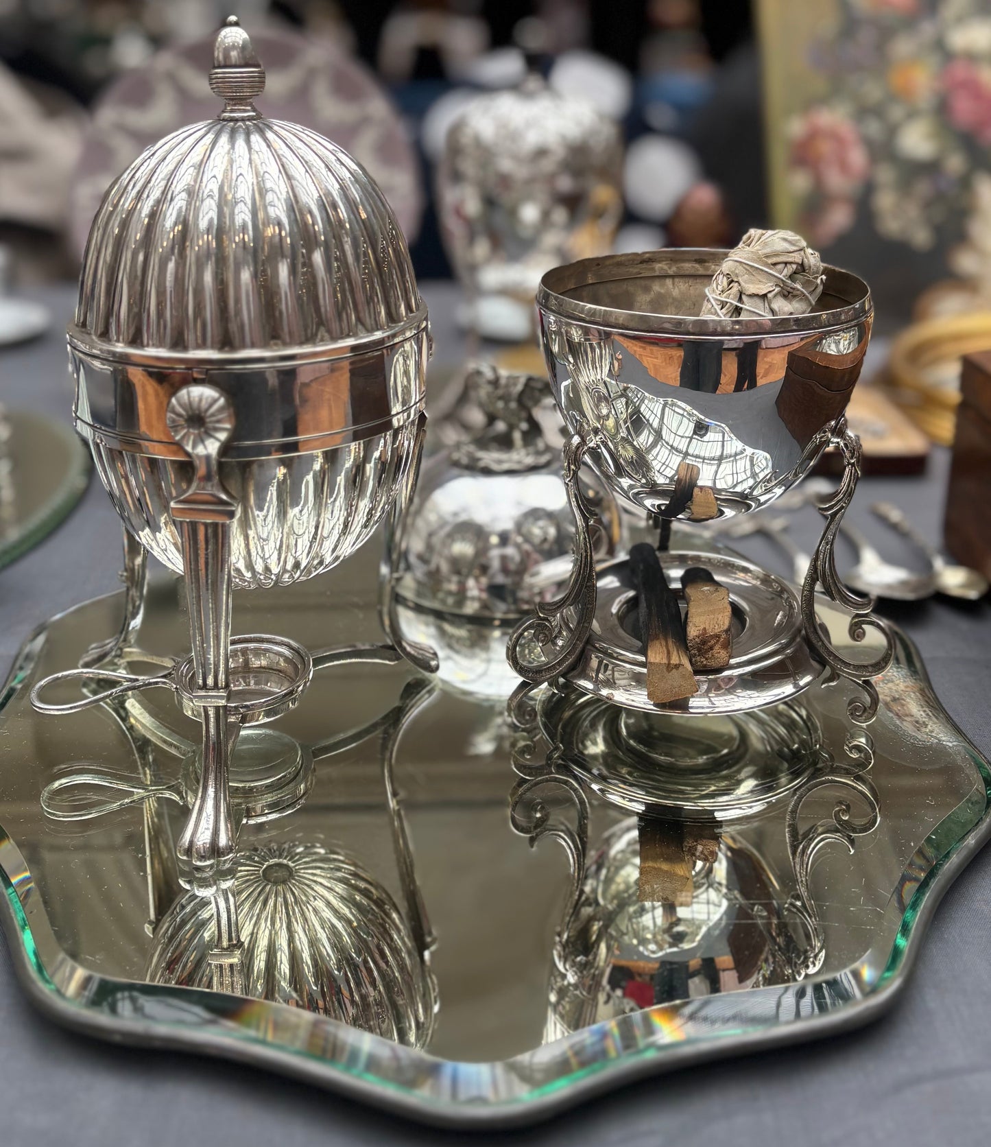 The Groom Addison -  Egyptian Revival  Style Silver Egg Coddler