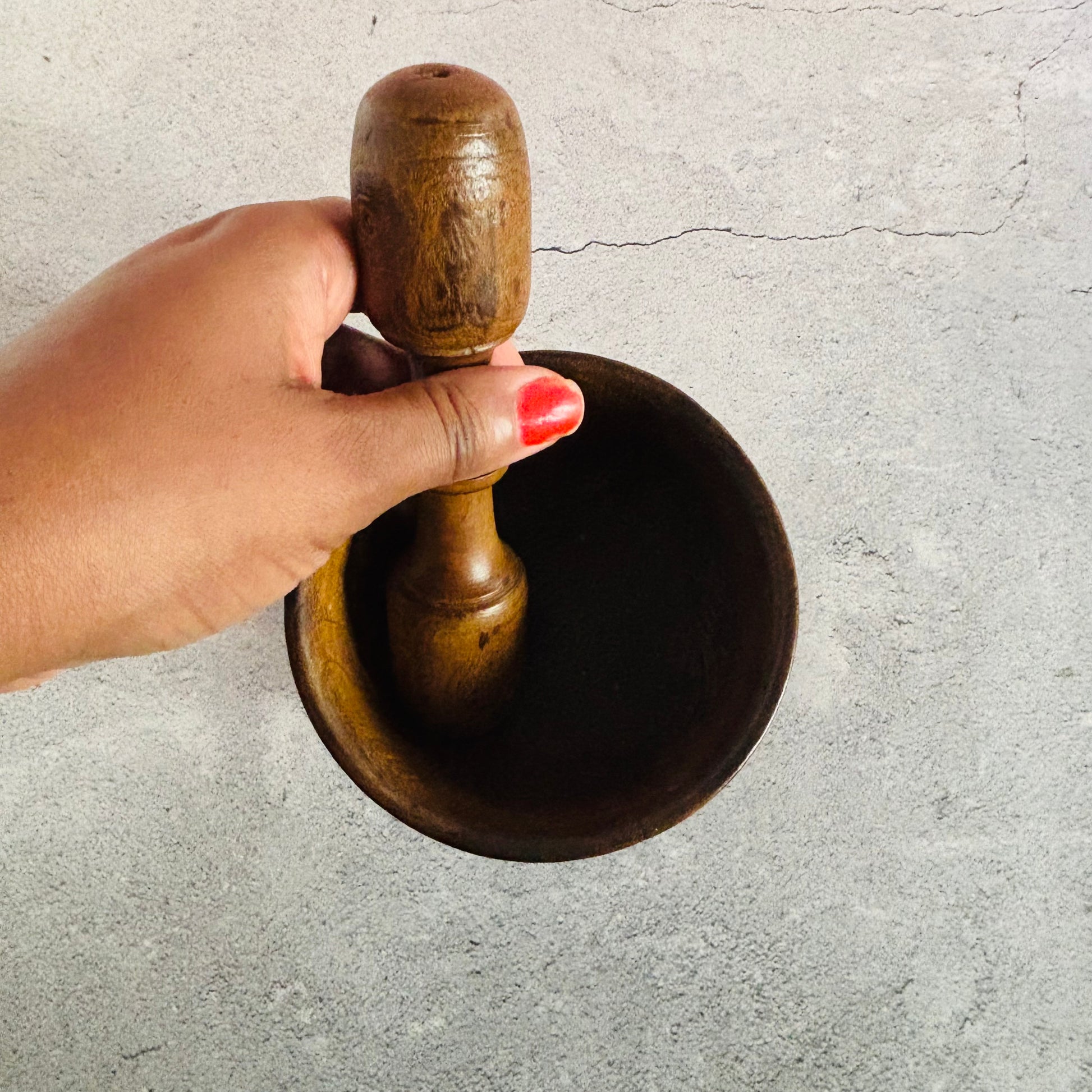 Antique English Treen Oak Wood Mortar and Pestle | Country Farmhouse Kitchen