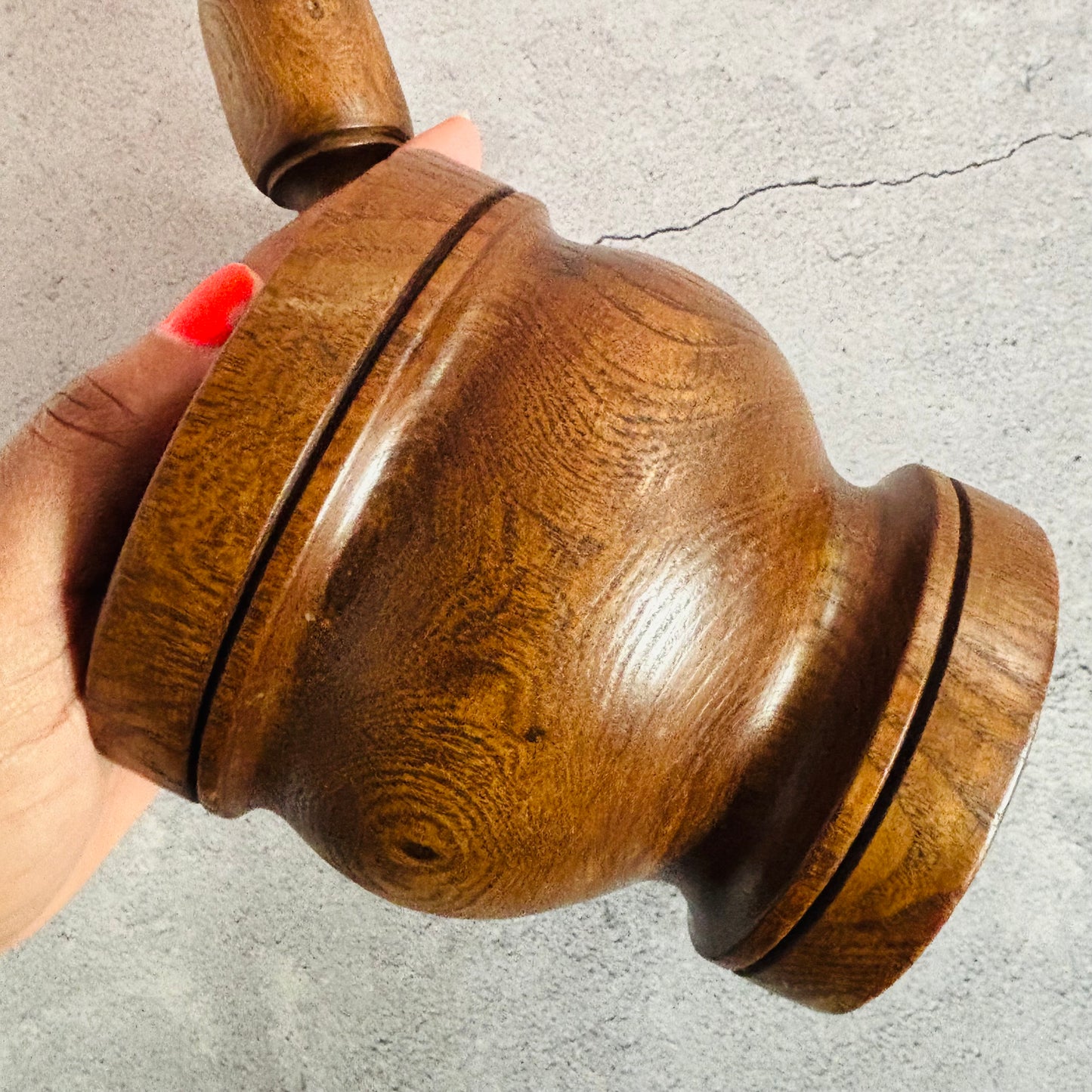 Antique English Treen Oak Wood Mortar and Pestle | Country Farmhouse Kitchen