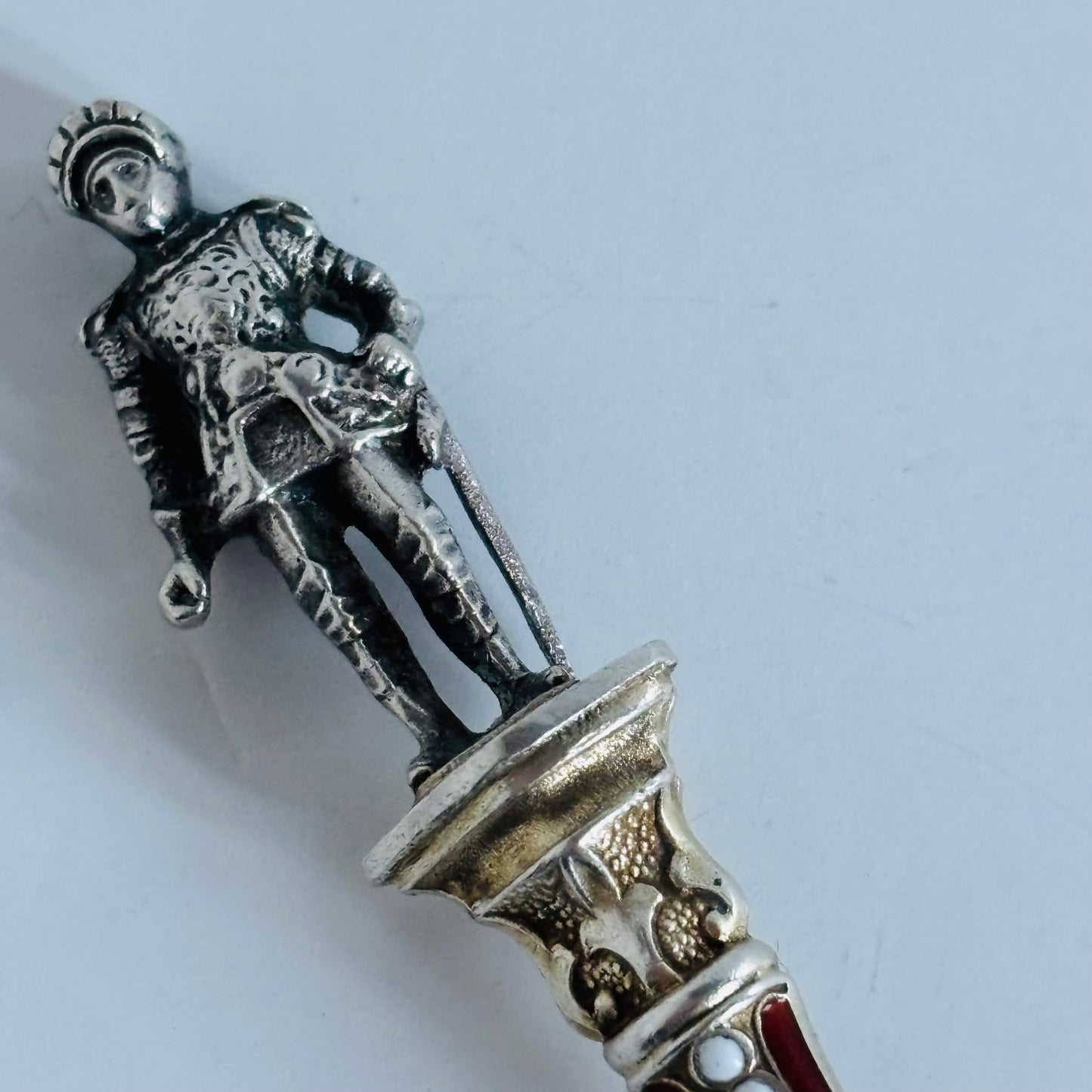 The Headhunter Leonard - Antique Silver & Enamel Knight Spoon