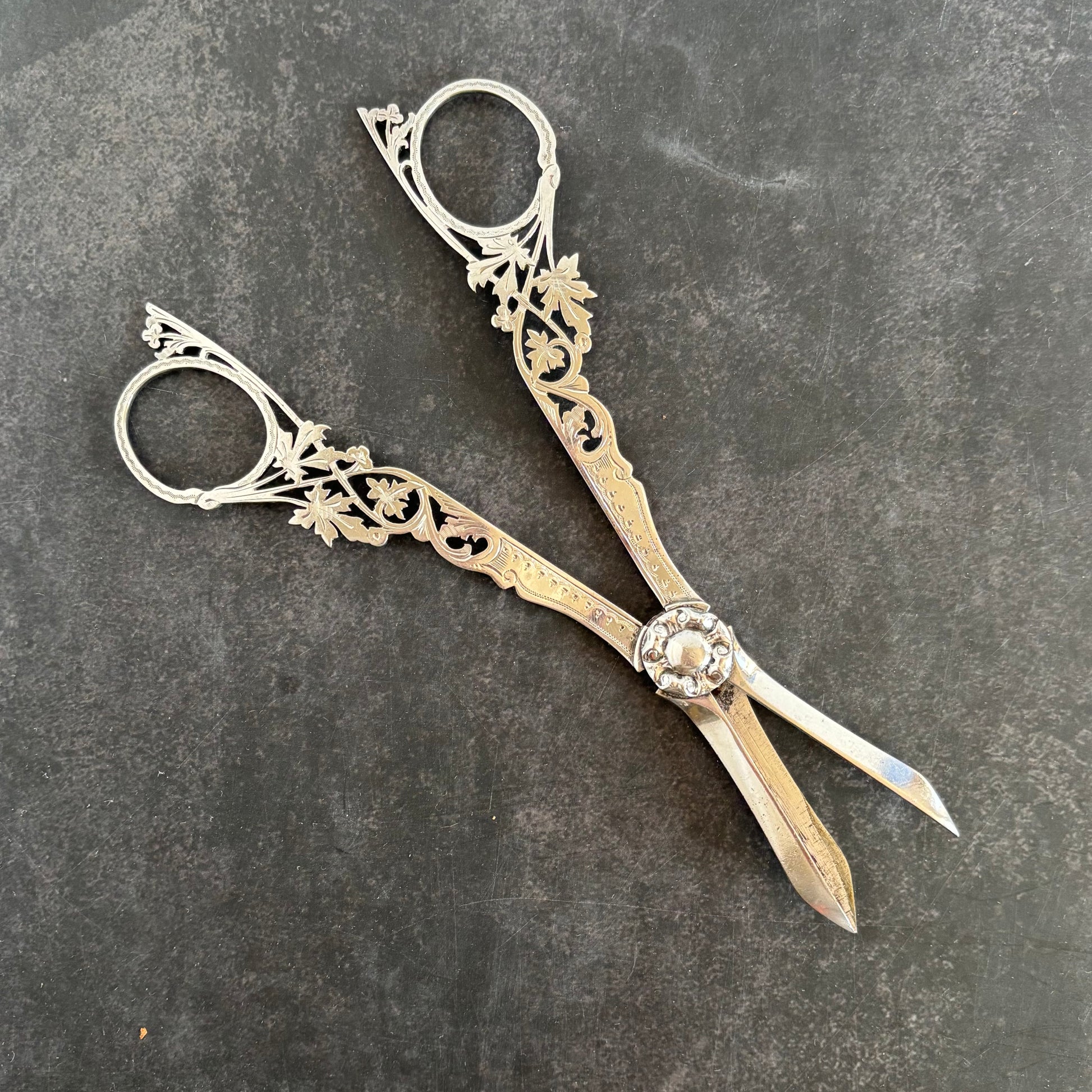 Rare Antique Silver Plate Grape Scissors