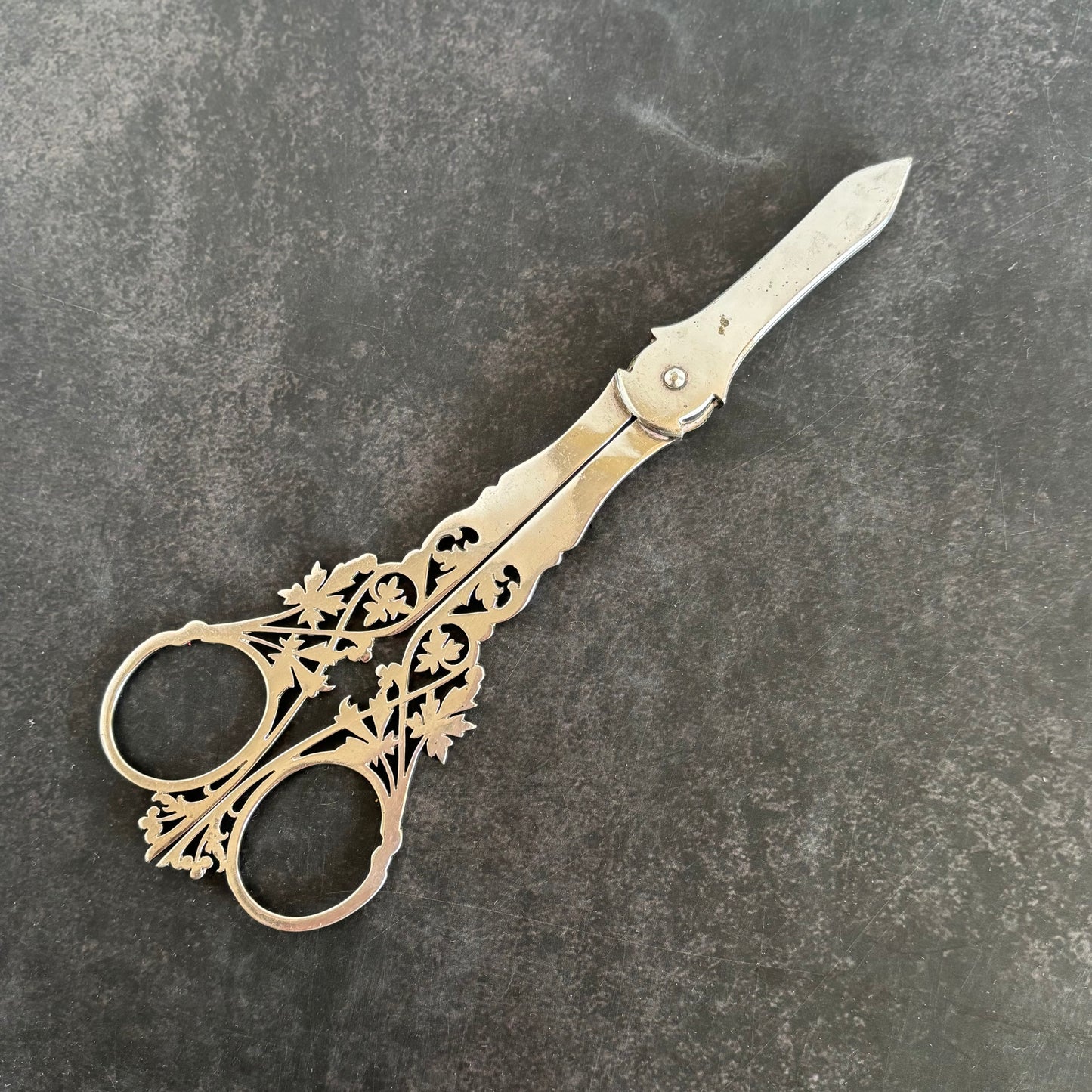 Rare Antique Silver Plate Grape Scissors