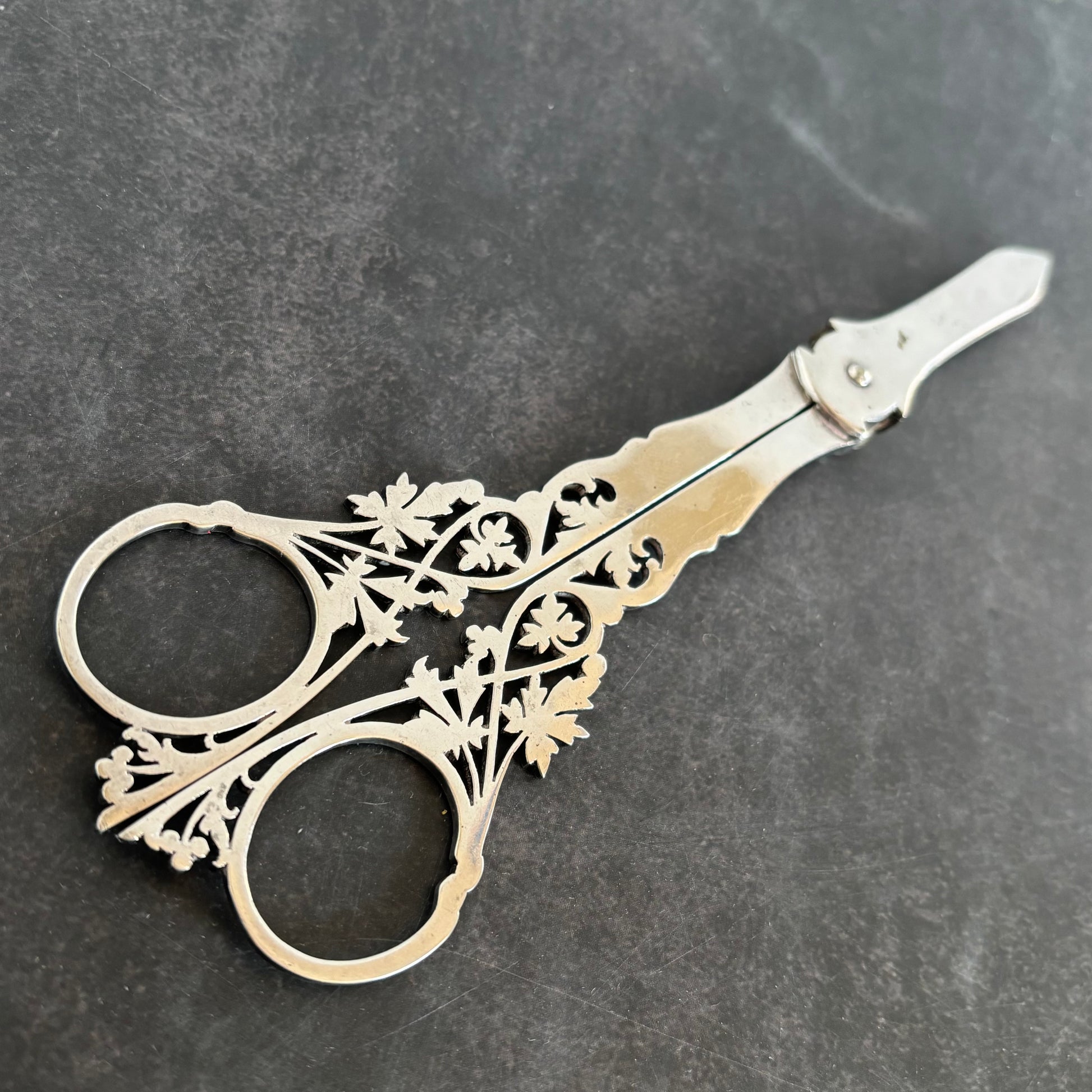 Rare Antique Silver Plate Grape Scissors