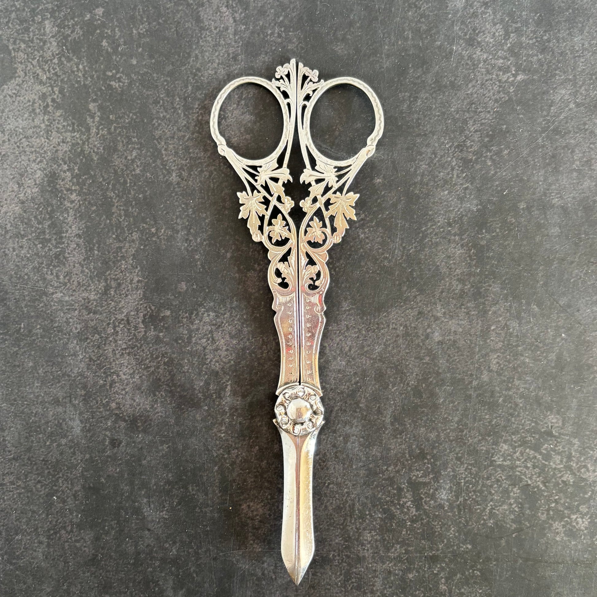 Rare Antique Silver Plate Grape Scissors