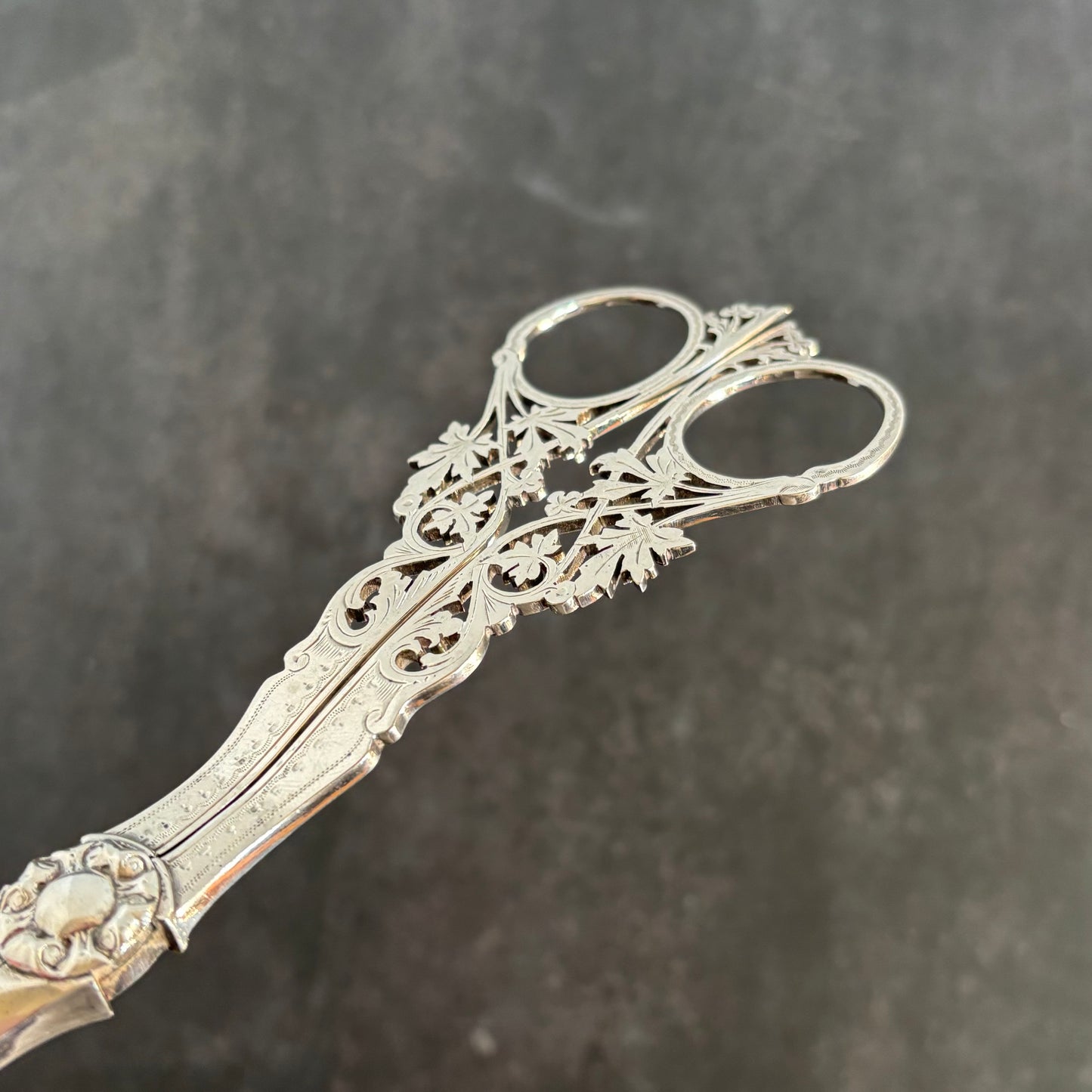 Rare Antique Silver Plate Grape Scissors