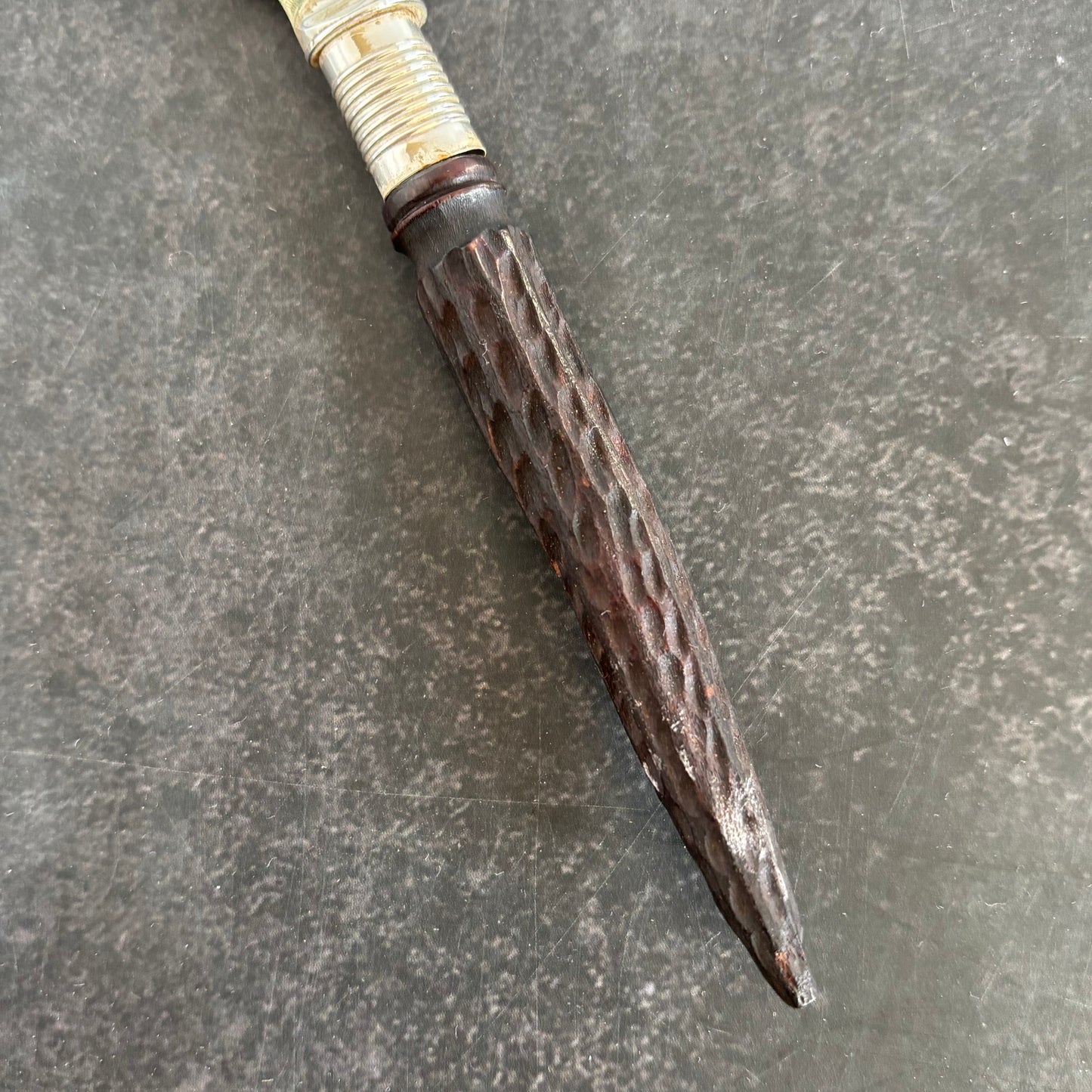 Antique Silver Butter Knife With Engraved Blade and Antler Handle