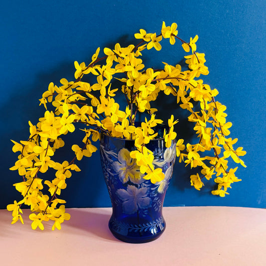 The Stripper Jenkins - Vintage Blue Cut Glass Vase