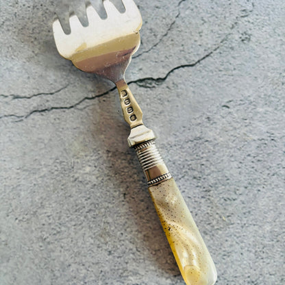 Antique Silver Sardine Fork With Mother Of Pearl Handle