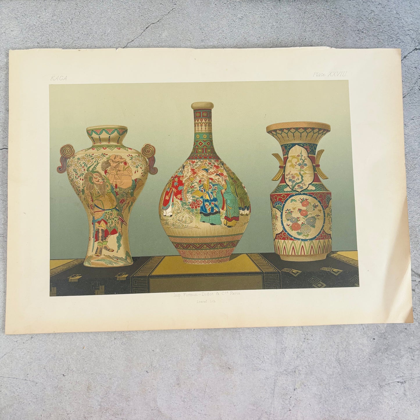 French Hand Printed Antique Polychrome Porcelain Designs