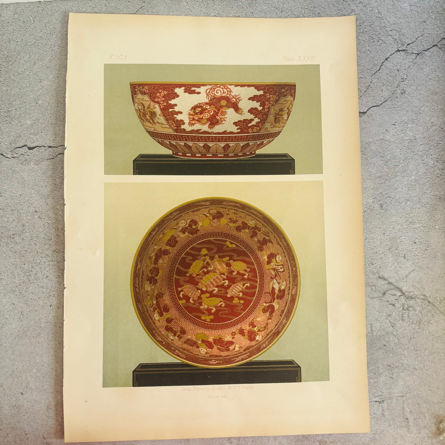 French Hand Printed Antique Polychrome Porcelain Designs