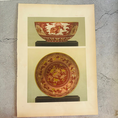 French Hand Printed Antique Polychrome Porcelain Designs