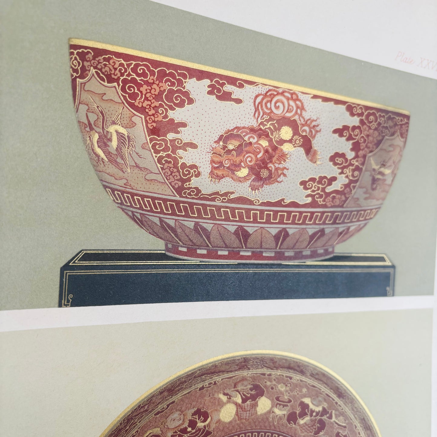 French Hand Printed Antique Polychrome Porcelain Designs