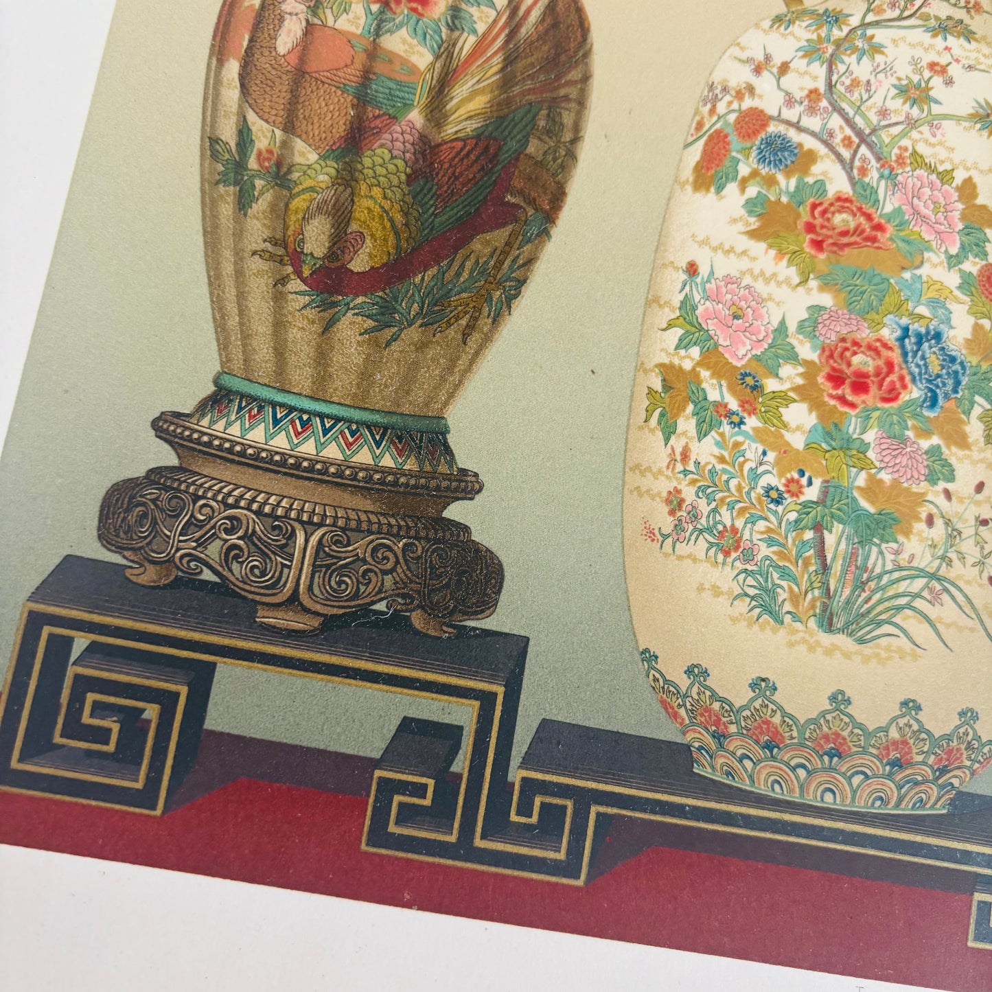 French Hand Printed Antique Polychrome Porcelain Designs