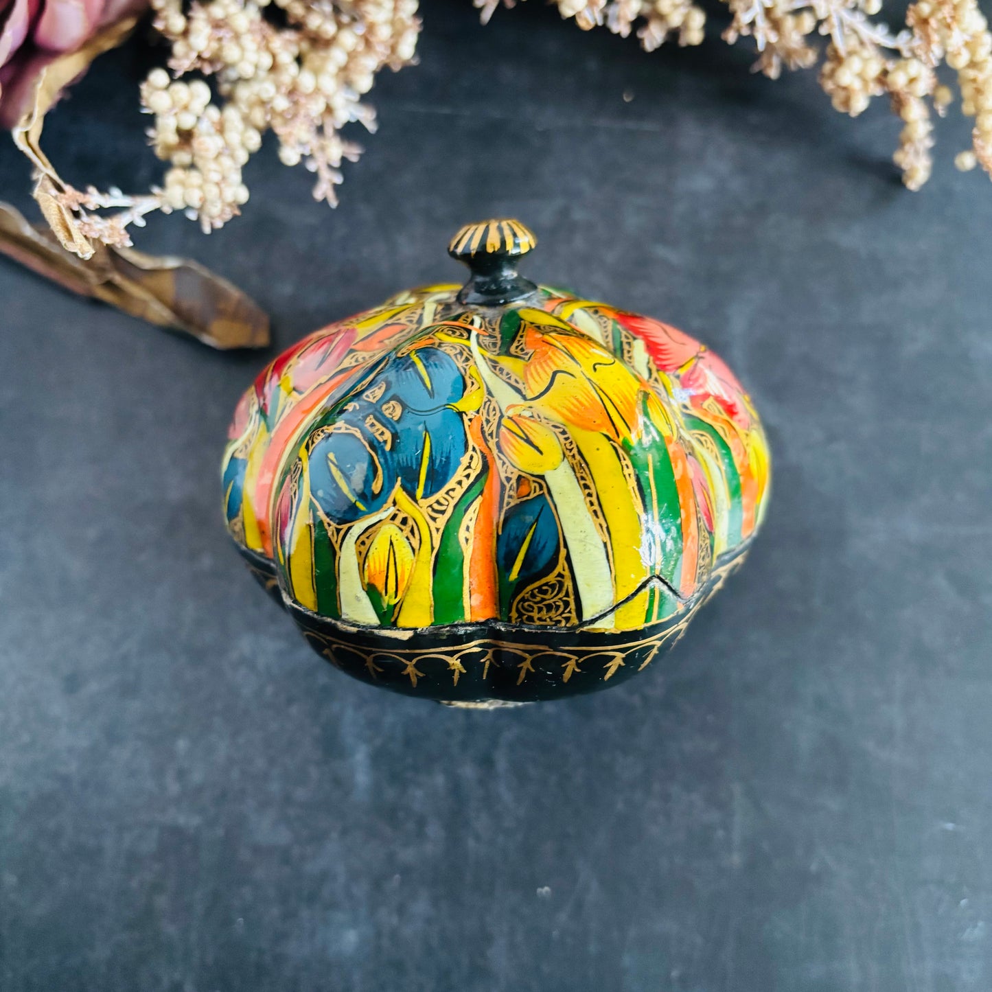 The Mixologist Adriana - Paper Mache Pumpkin Shape Box